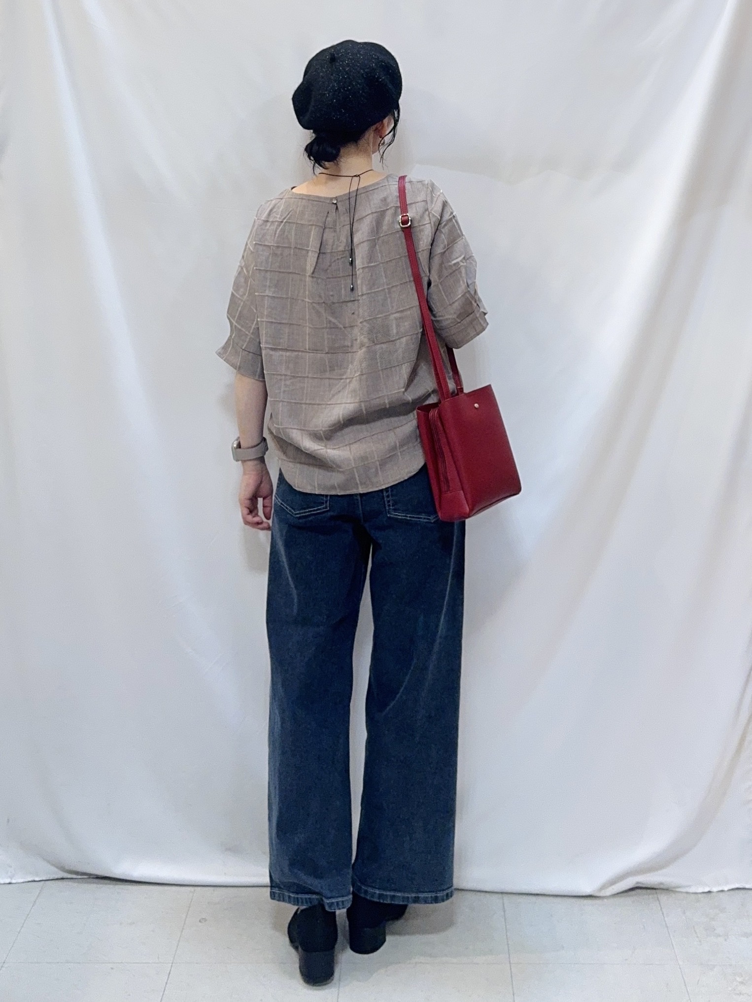 𝐇𝐢𝐫𝐨𝐦𝐢さんの「SHOO･LA･RUE｜【セットアップ可/S-LL】1枚で秋気分 モールチェックタックスリーブ ブラウス」を使ったコーディネート