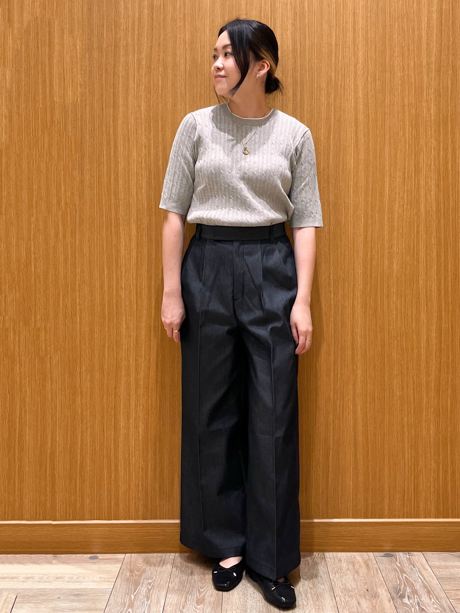 aさんの「OPAQUE.CLIP｜【UVケア】配色ケーブルニット《洗濯機OK／抗ピル》」を使ったコーディネート