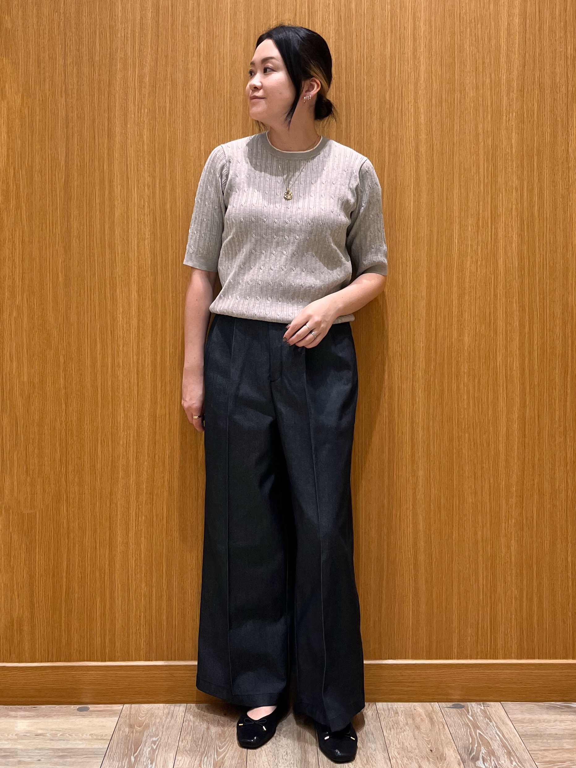 aさんの「OPAQUE.CLIP｜【UVケア】配色ケーブルニット《洗濯機OK／抗ピル》」を使ったコーディネート