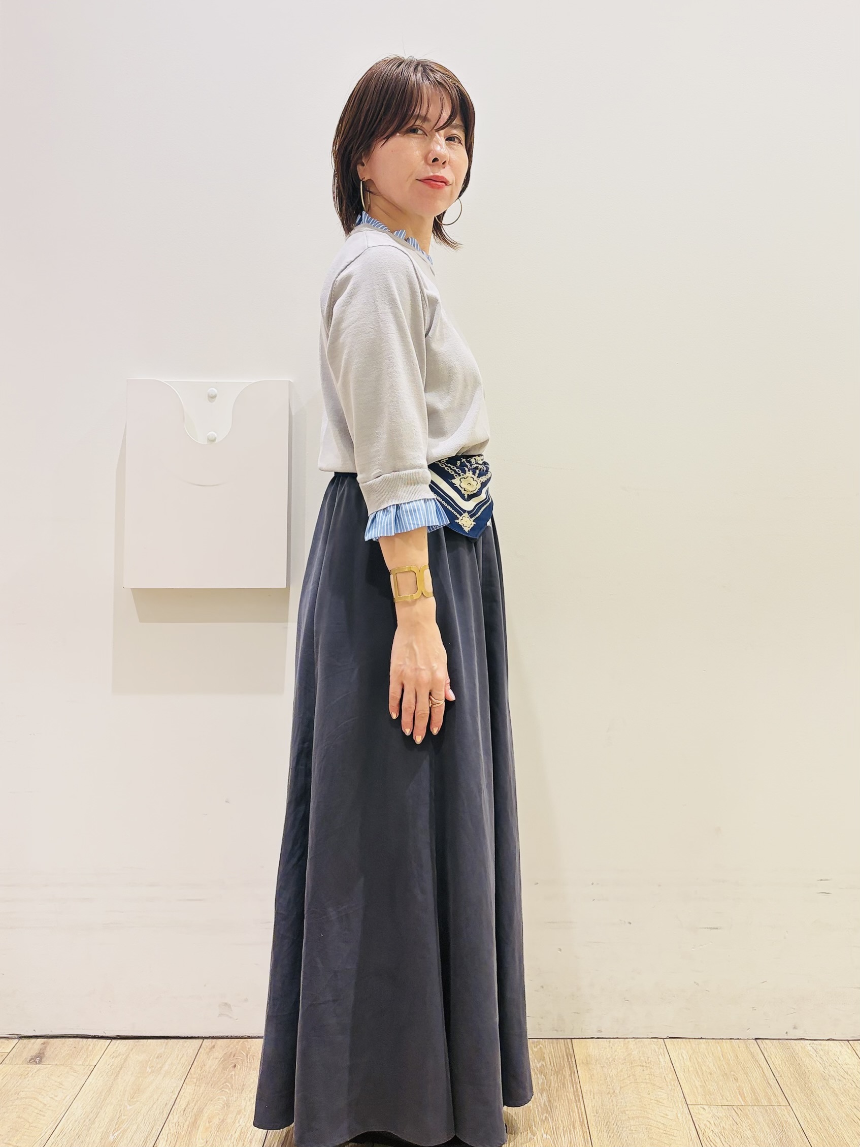 YUKOさんの「index｜【UVケア／遮熱性】フリルドッキングニット《洗濯機OK》」を使ったコーディネート