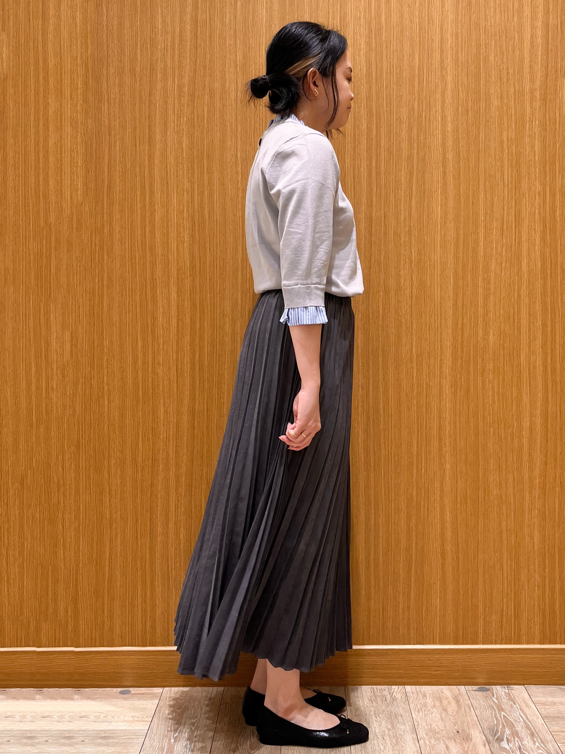 aさんの「OPAQUE.CLIP｜【UVケア／遮熱性】フリルドッキングニット《洗濯機OK》」を使ったコーディネート