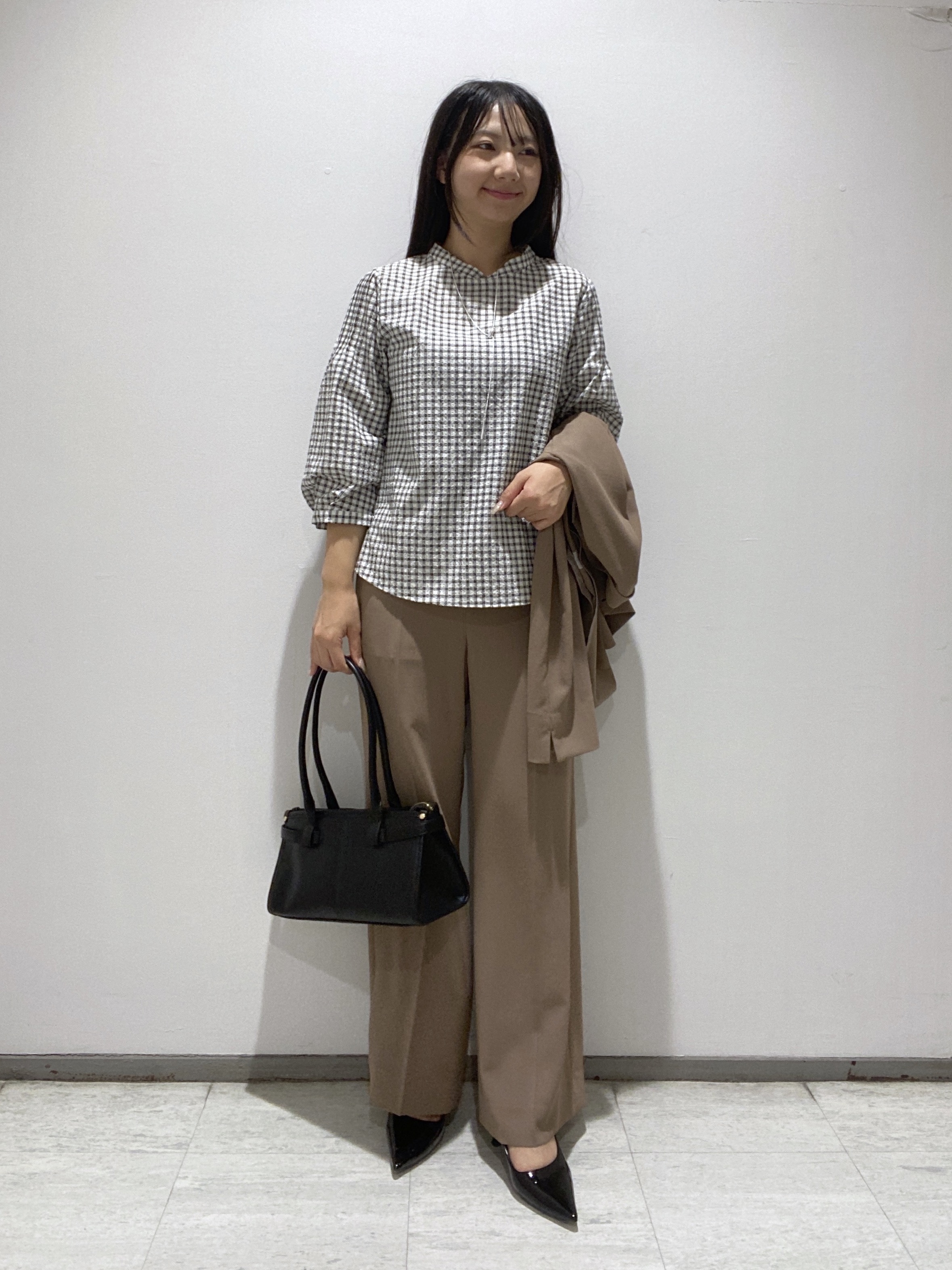 meiさんの「INDIVI｜【初秋にピッタリ！／洗える】凹凸素材ミニスタンドトップス」を使ったコーディネート