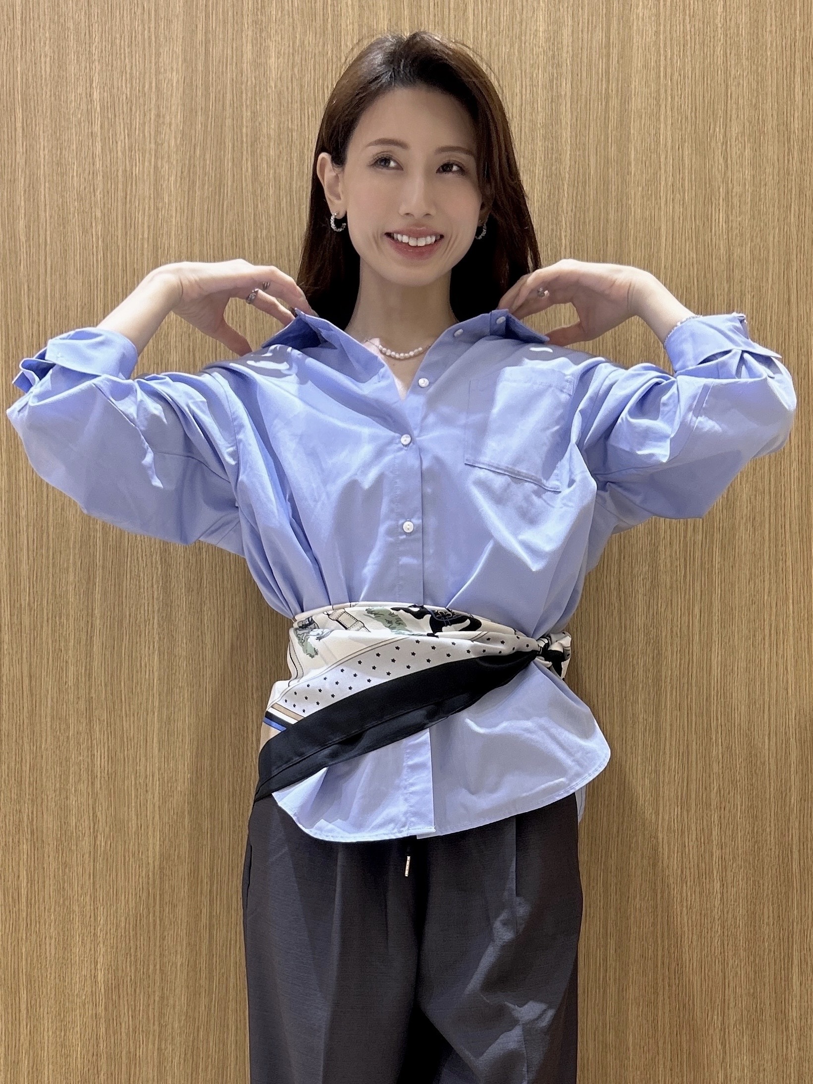 maiさんの「OPAQUE.CLIP｜ベーシックレギュラーシャツ／ストライプアソート【洗濯機OK】」を使ったコーディネート