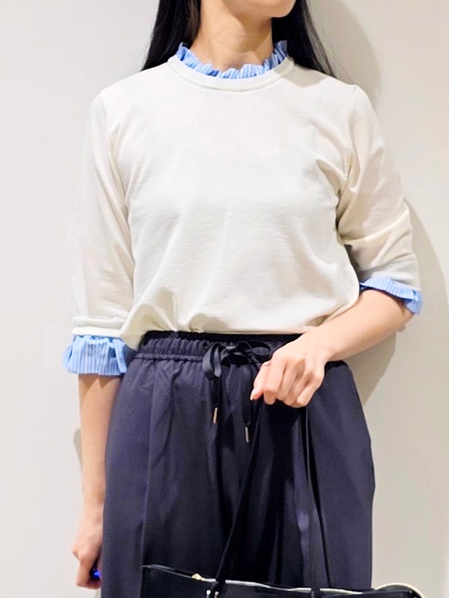 mochiさんの「index｜【森絵梨佳さん着用】フリルドッキングニット《UVケア／遮熱性／洗濯機OK》」を使ったコーディネート