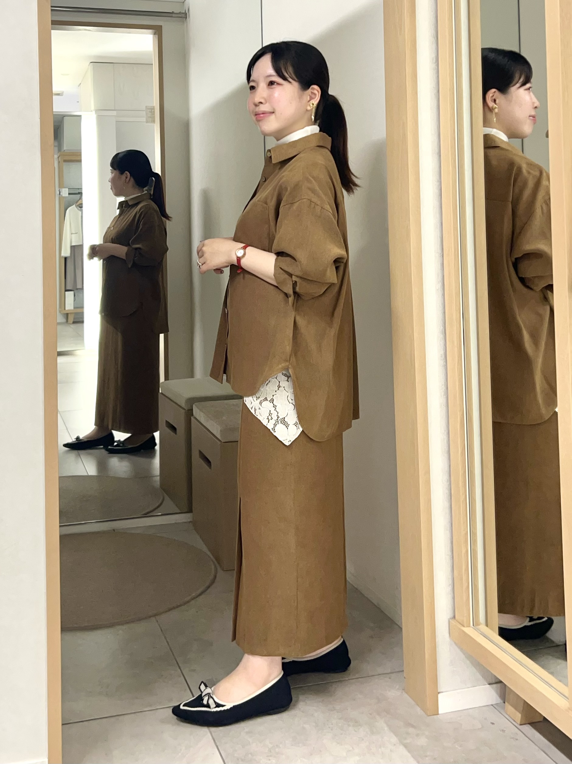 Mitsukiさんの「UNTITLED｜【セットアップ可/秋羽織り】スエードライクシャツ」を使ったコーディネート
