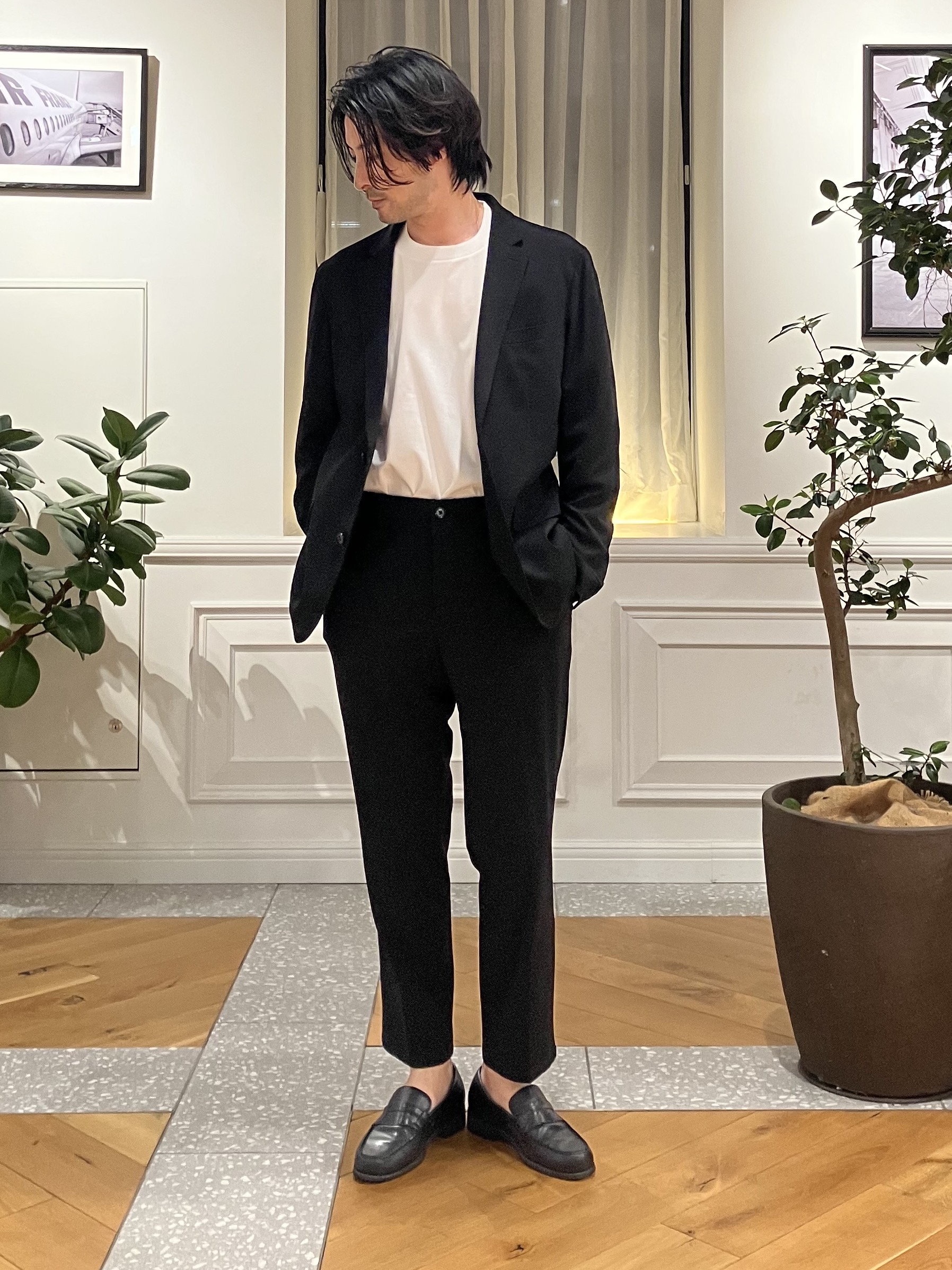 junyaさんの「DRESSTERIOR｜【マルチ2WAYストレッチ/セットアップ可】CARREMAN ライトジャージージャケット」を使ったコーディネート