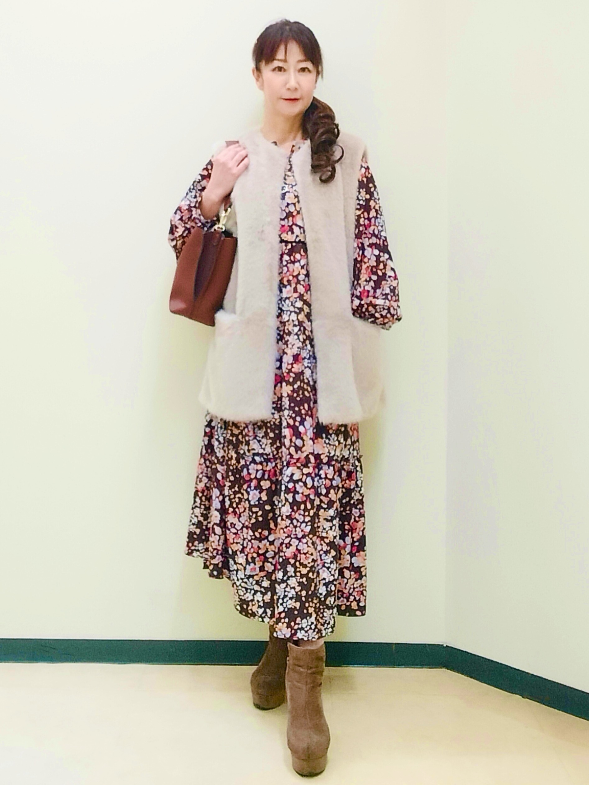 花さんの「Reflect｜フラワープリント フェミニンワンピース」を使ったコーディネート