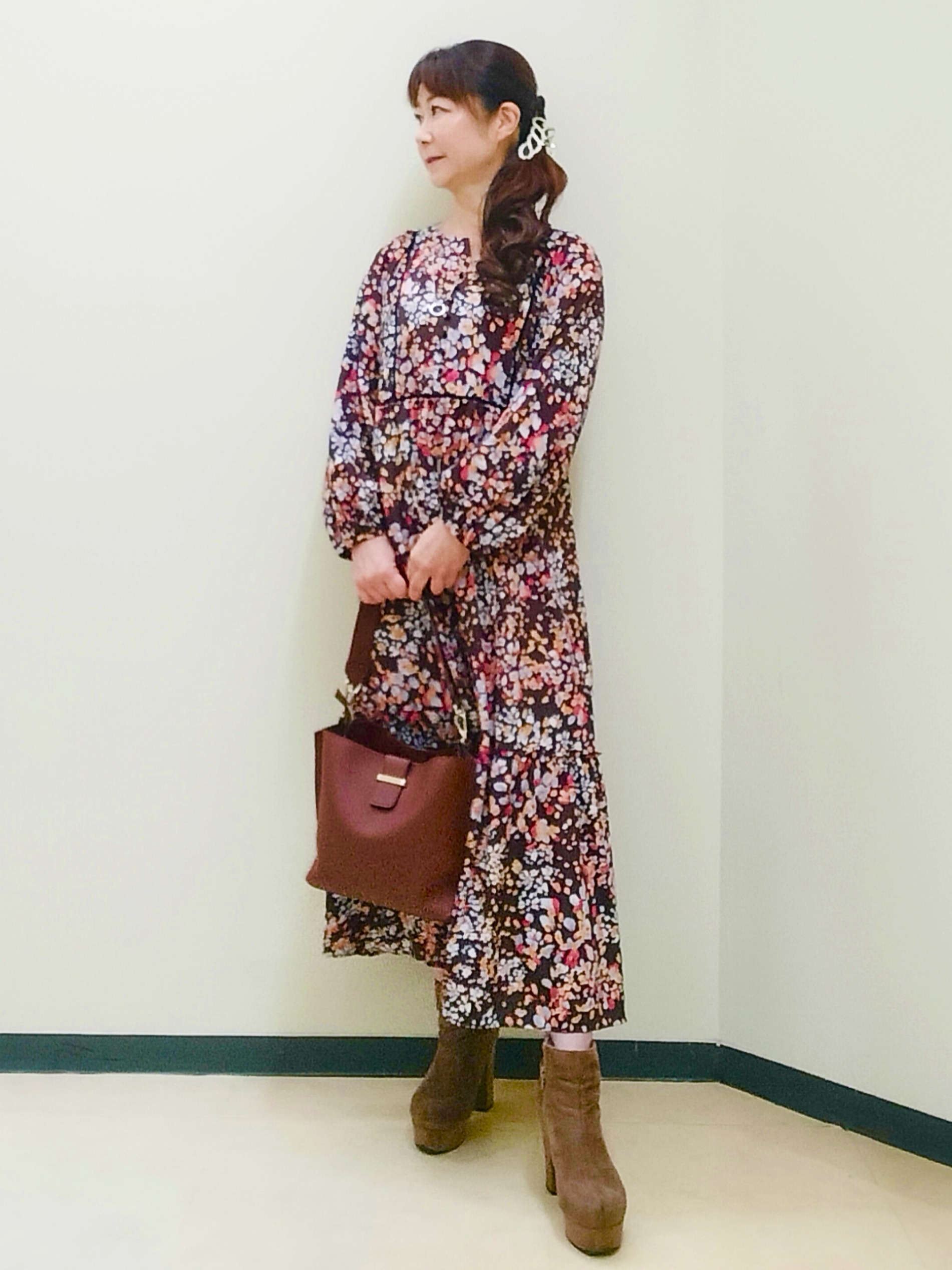 花さんの「Reflect｜フラワープリント フェミニンワンピース」を使ったコーディネート