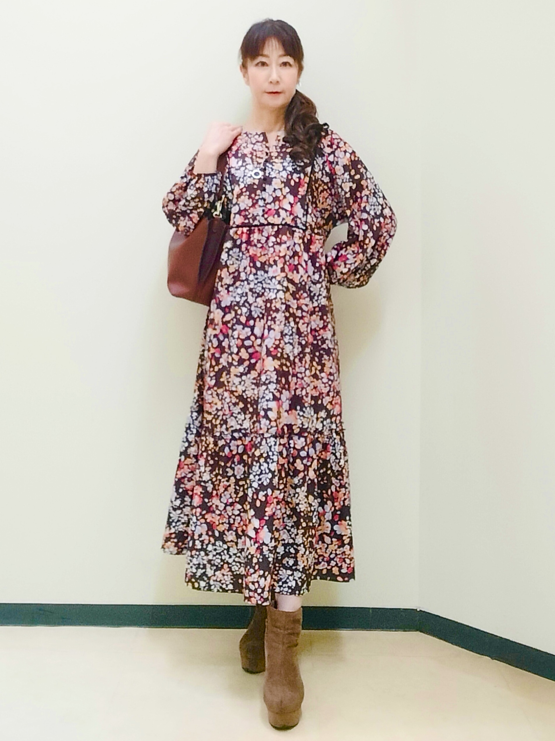 花さんの「Reflect｜フラワープリント フェミニンワンピース」を使ったコーディネート