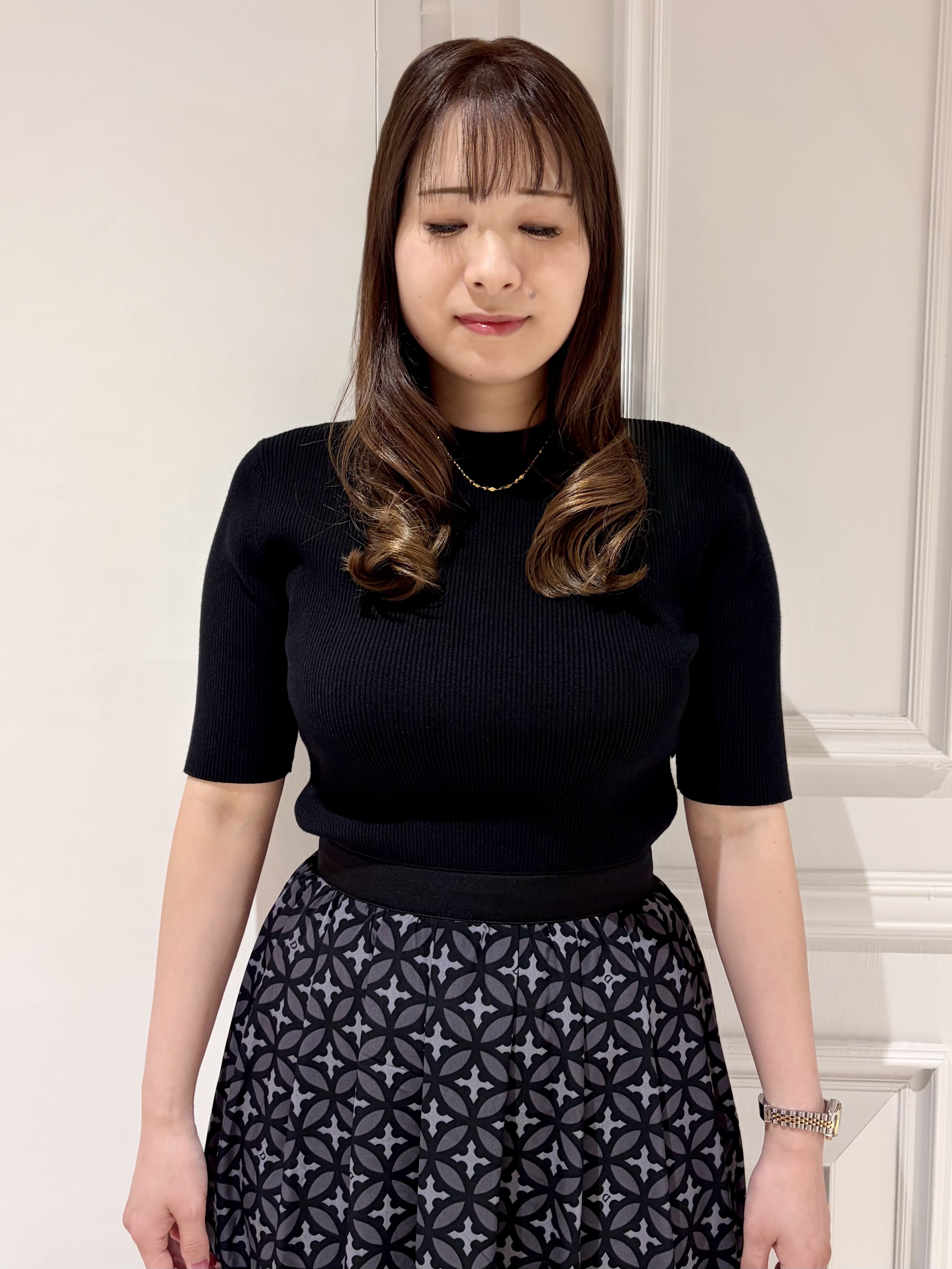 minowaさんの「DRESSTERIOR｜【異素材コンビ】オーバーラップサークルコンビワンピース」を使ったコーディネート