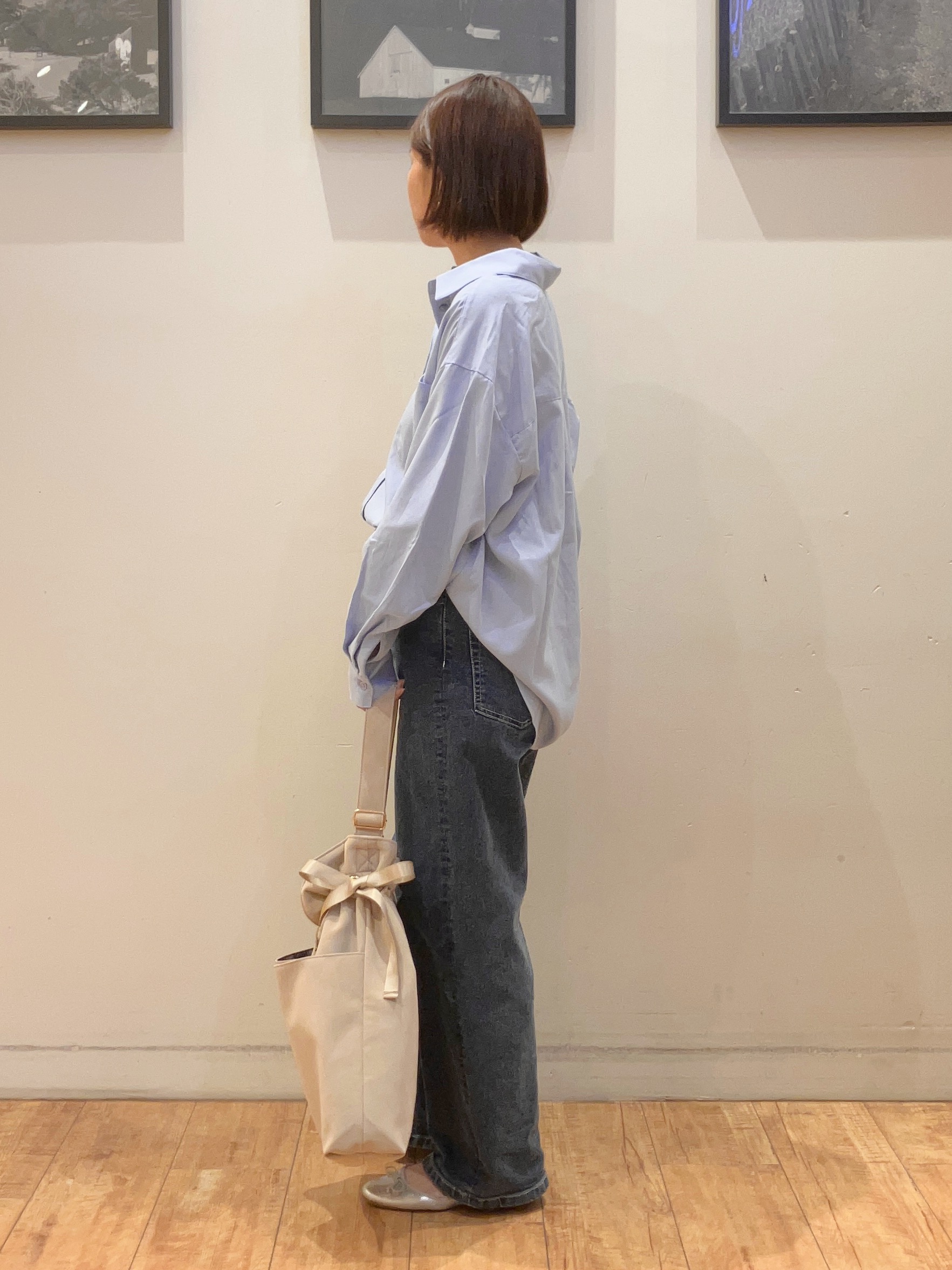 momoharuさんの「SHOO･LA･RUE｜【洗濯後しわになりにくい/S-LL】選べる6パターン 羽織としても活躍する ベーシックシャツ」を使ったコーディネート