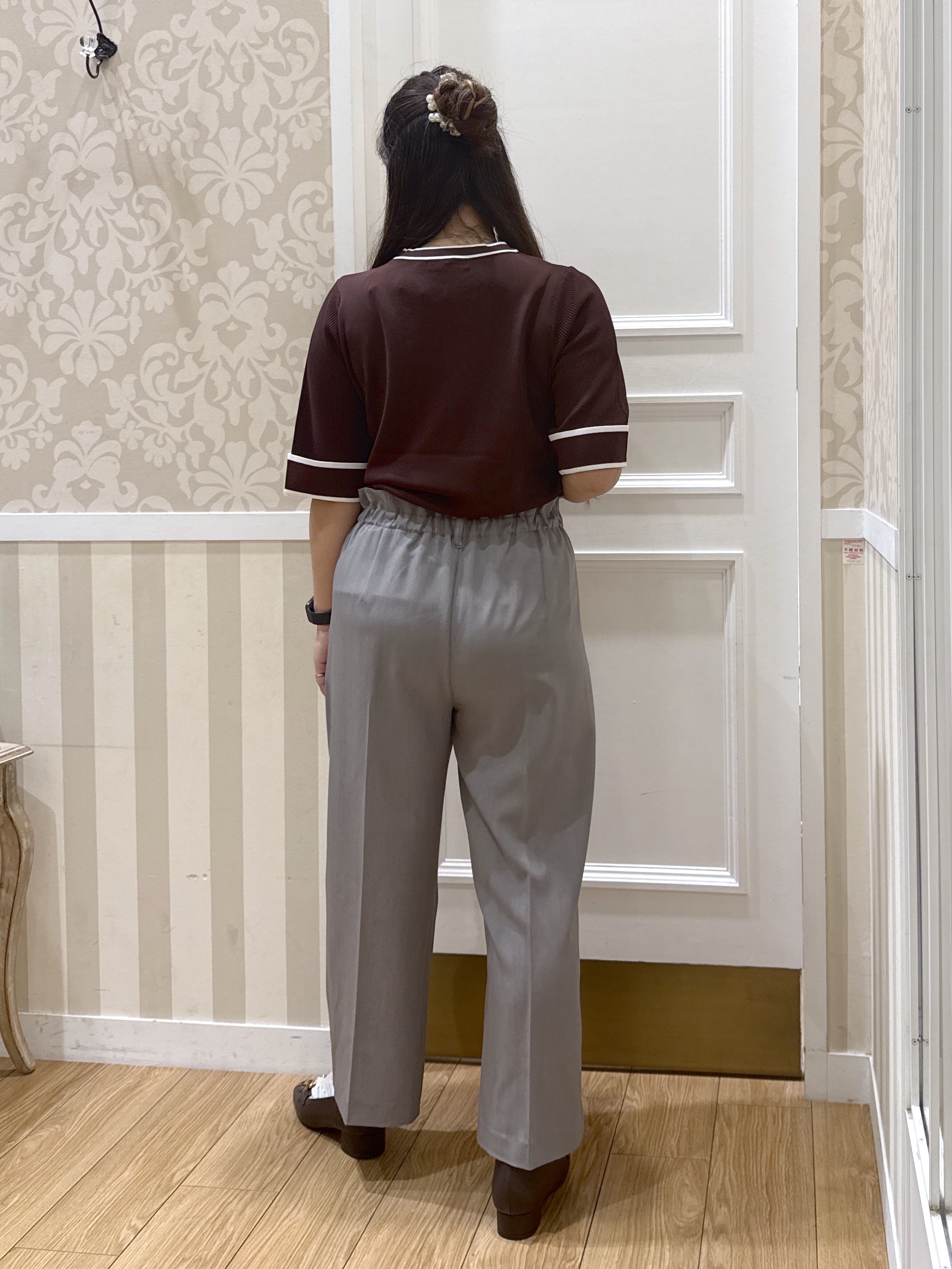 sachiさんの「grove｜新色追加！【シリーズ累計36万枚/名品ニット】やわらかドライタッチ 袖メッシュ編みニット」を使ったコーディネート