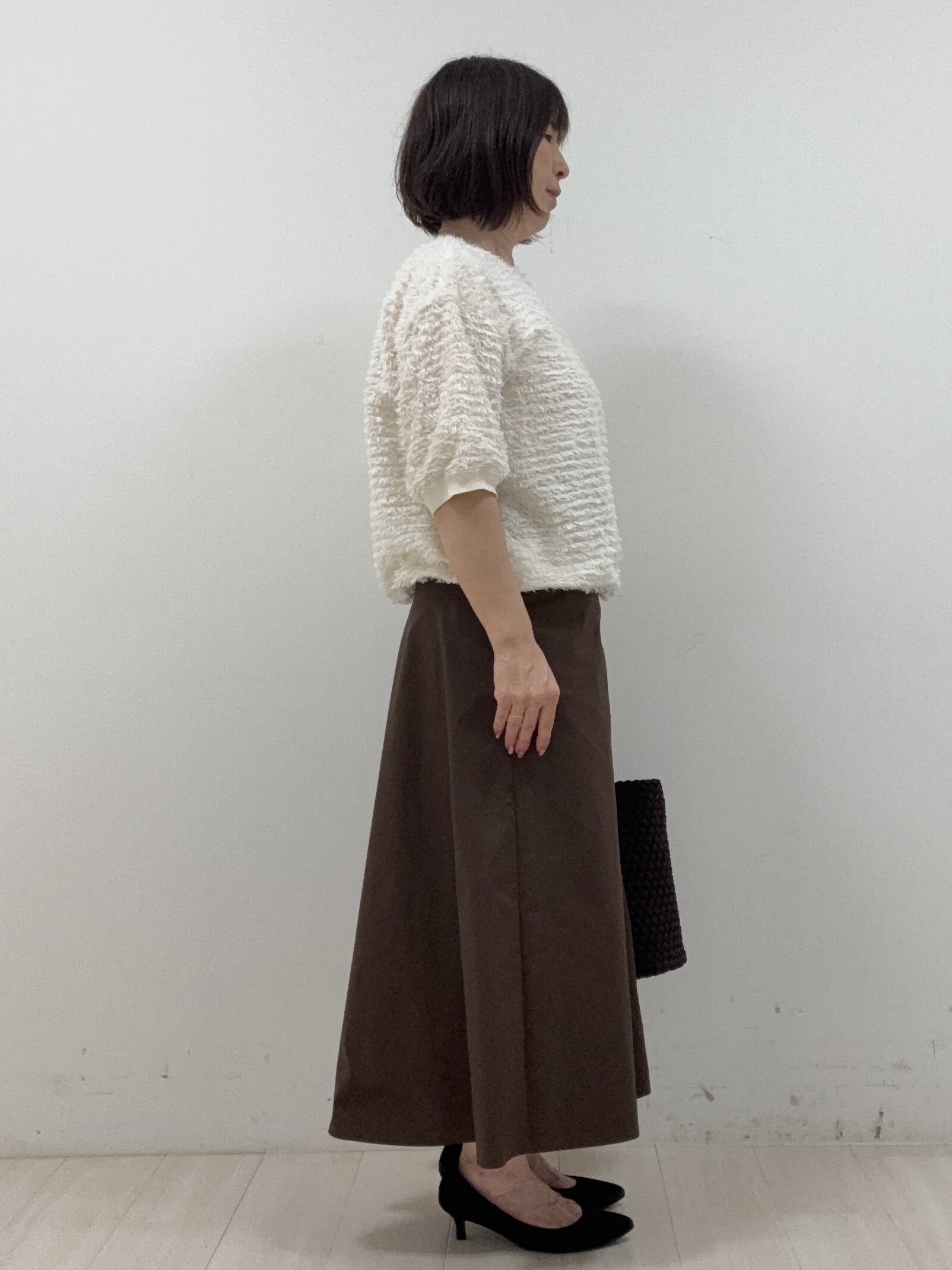 まつさんの「UNTITLED｜【秋映え/体型カバー】フェザージャガードプルオーバー」を使ったコーディネート