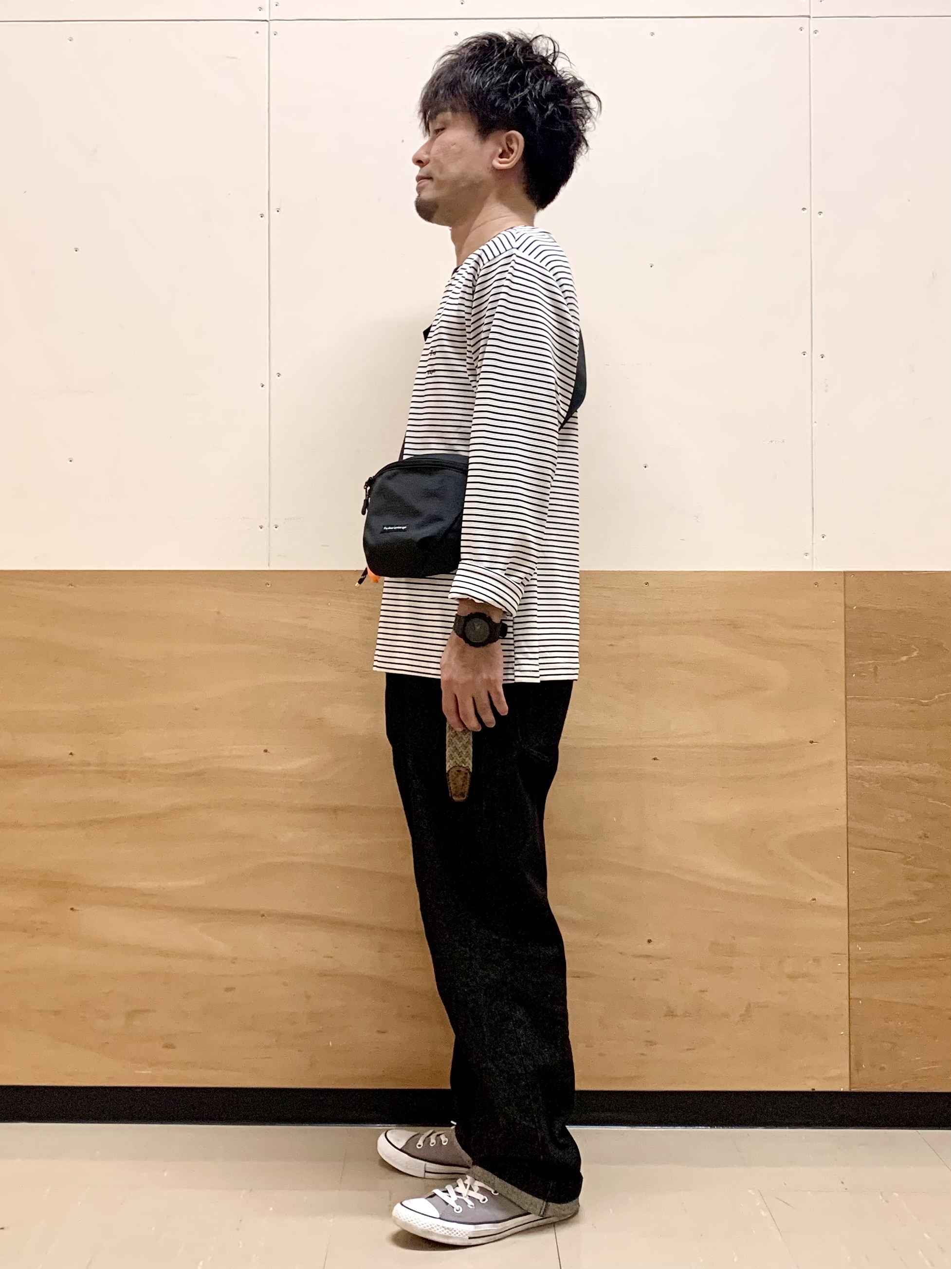 MATUさんの「THE SHOP TK｜【洗濯機OK】リップルボーダー長袖Tシャツ」を使ったコーディネート