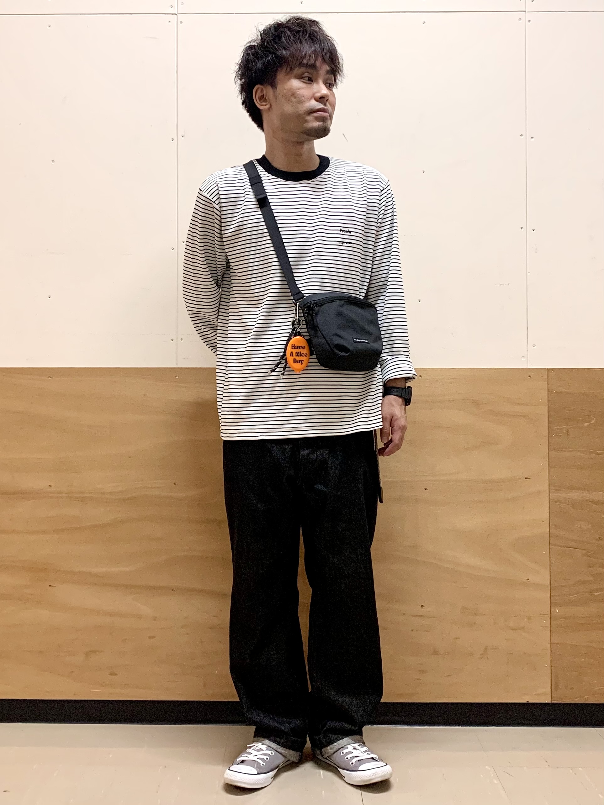 MATUさんの「THE SHOP TK｜【洗濯機OK】リップルボーダー長袖Tシャツ」を使ったコーディネート