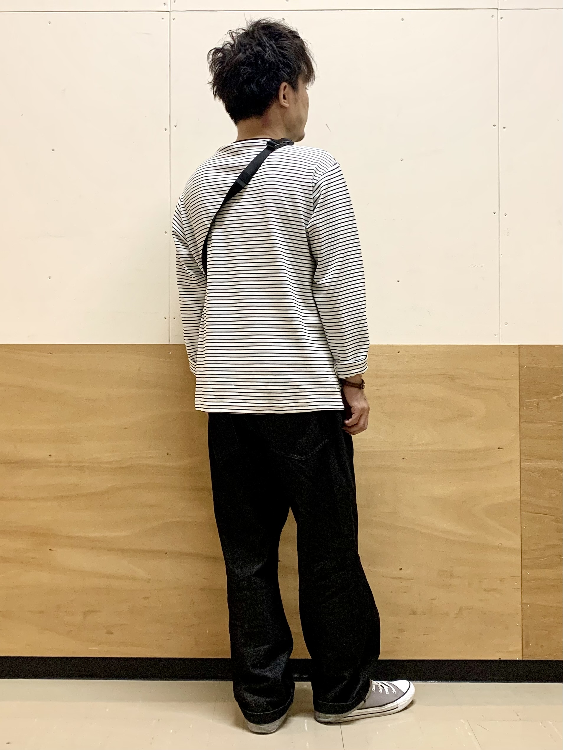 MATUさんの「THE SHOP TK｜【洗濯機OK】リップルボーダー長袖Tシャツ」を使ったコーディネート