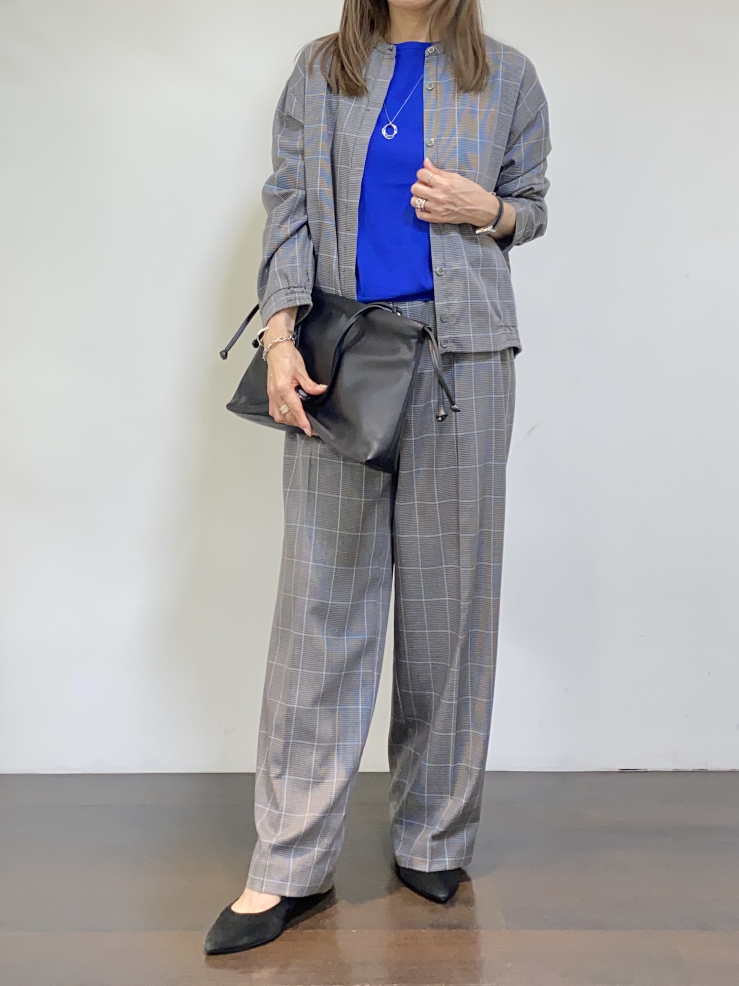 tomoさんの「UNTITLED｜【セットアップ可/秋羽織り】メランジツイルシャツ」を使ったコーディネート