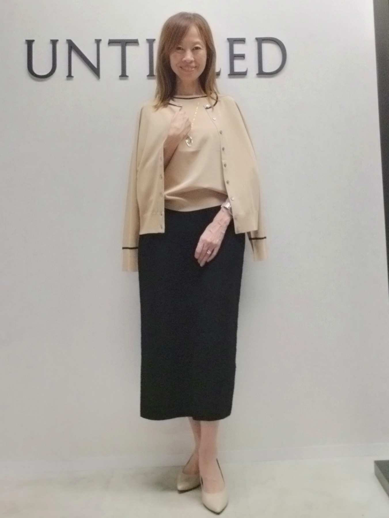 もりさんの「UNTITLED｜【アンサンブル可能/秋羽織り】コンパクトニットカーディガン」を使ったコーディネート