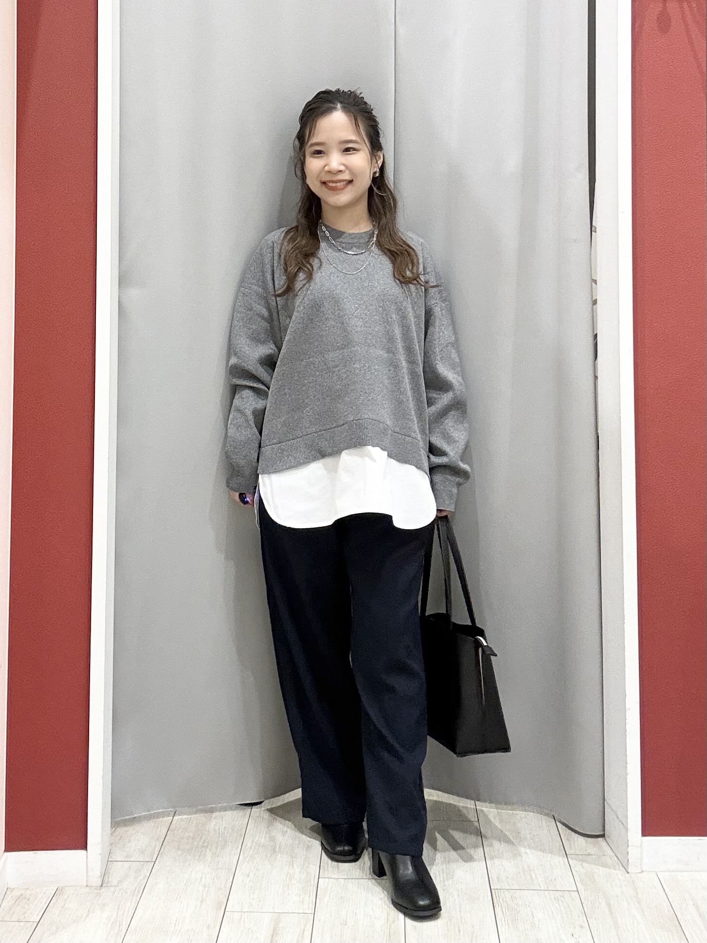 shioさんの「SHOO･LA･RUE｜【S-LL】着るだけできまる シャツレイヤード風 スポンディッシュニット」を使ったコーディネート