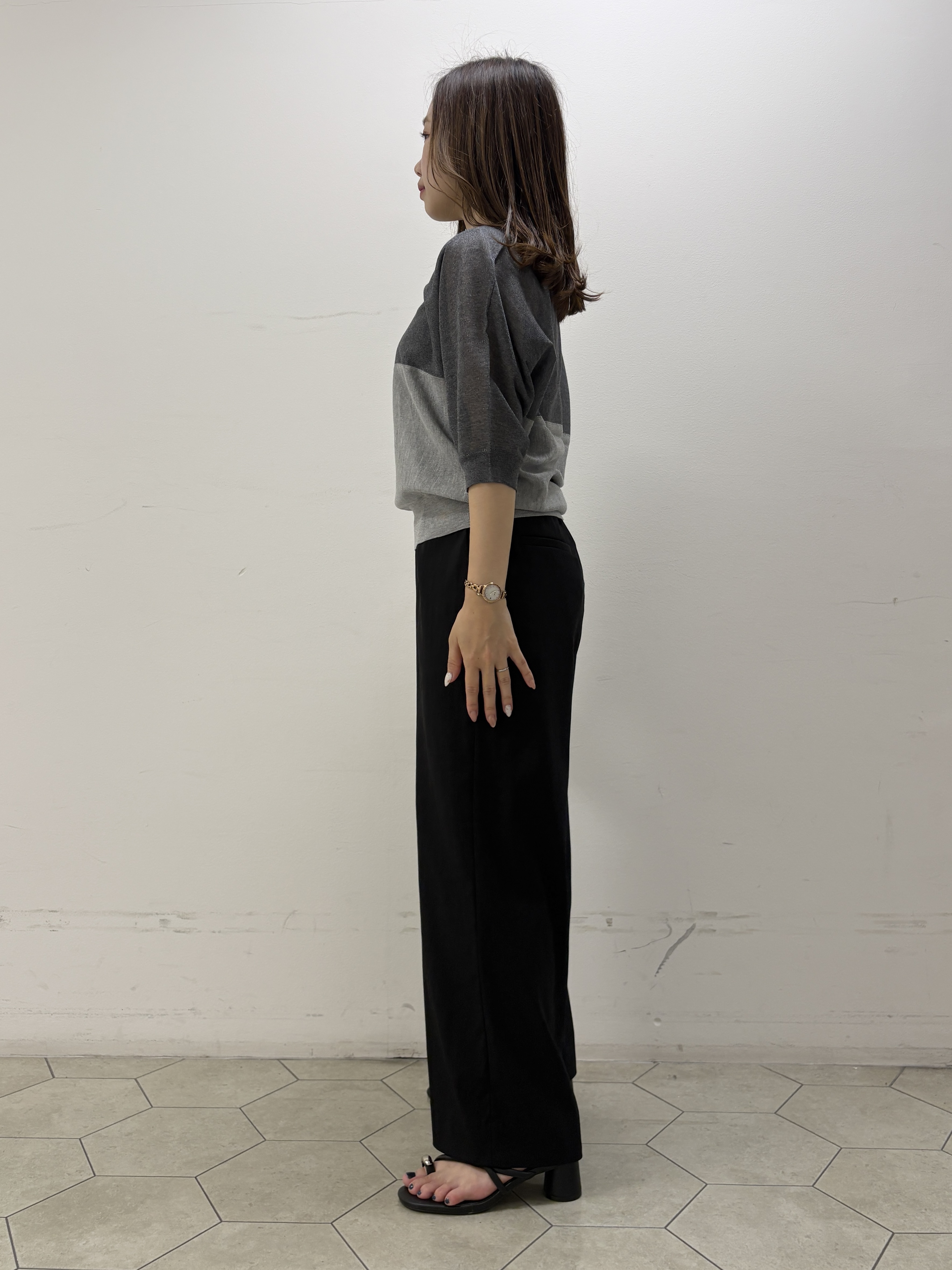 kahoさんの「INDIVI｜【体型カバー／洗える】シアードルマンニット」を使ったコーディネート