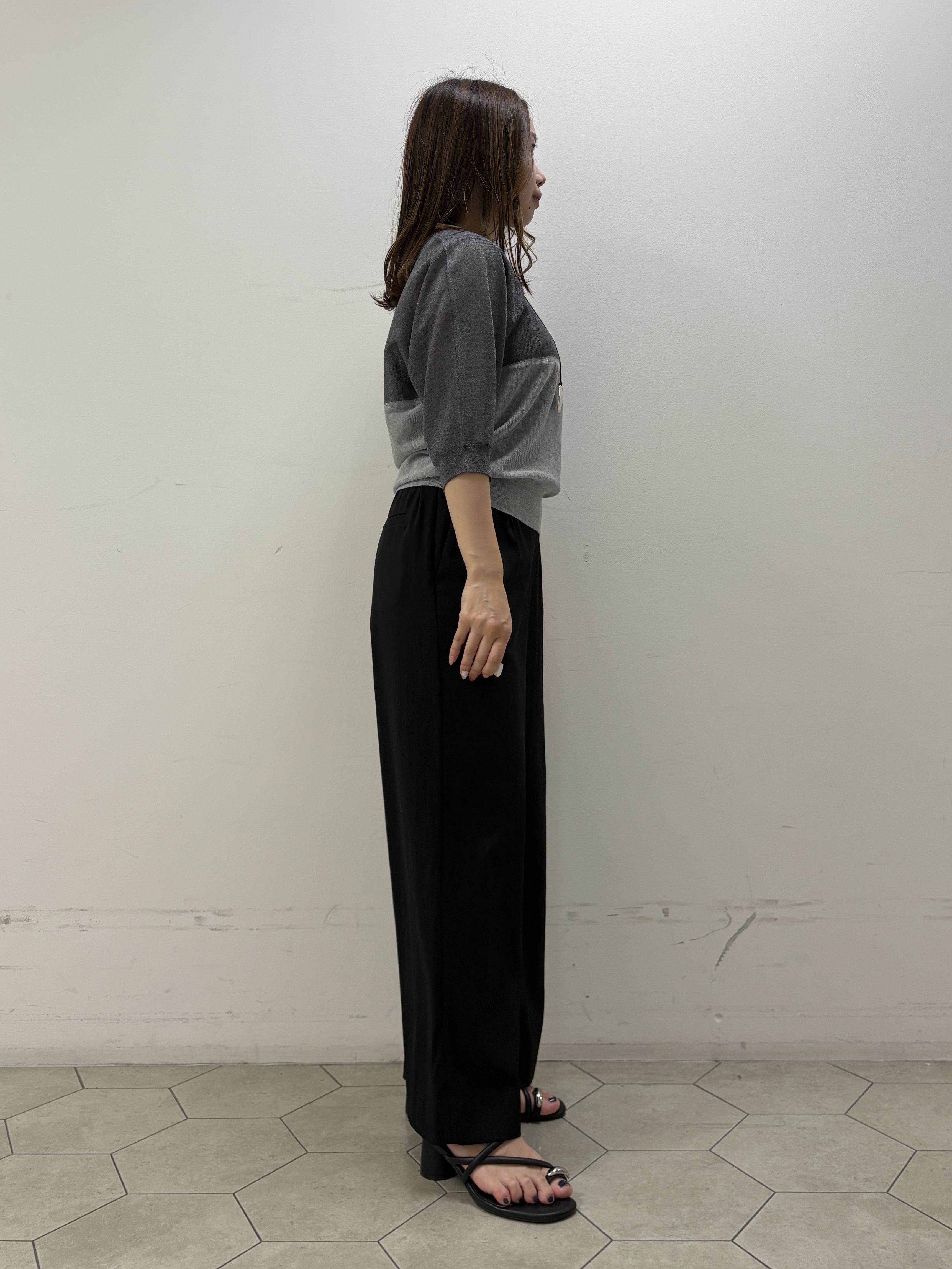 kahoさんの「INDIVI｜【体型カバー／洗える】シアードルマンニット」を使ったコーディネート
