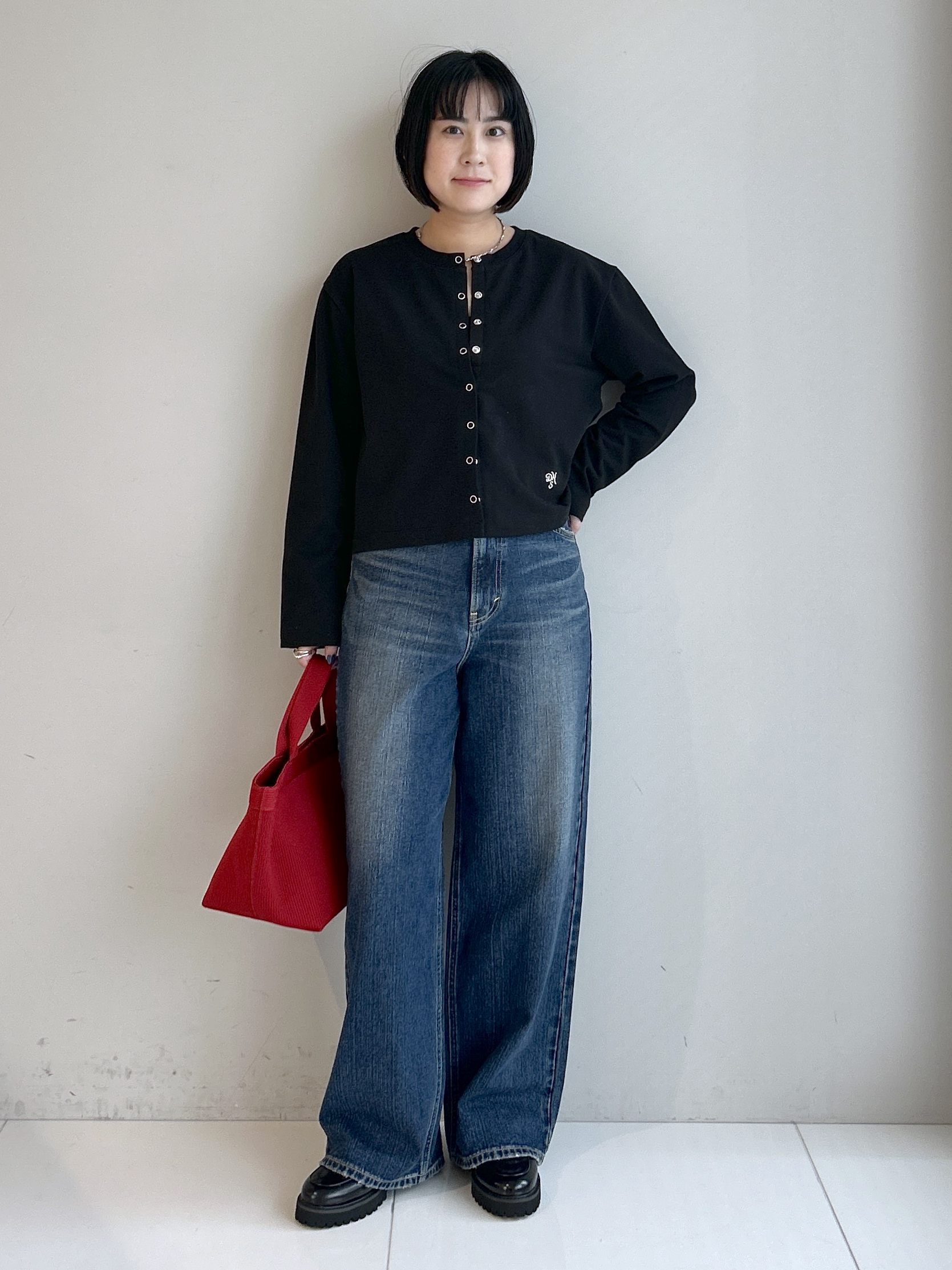 Hirokaさんの「Dessin｜リングスナップミニ裏毛カーディガン」を使ったコーディネート