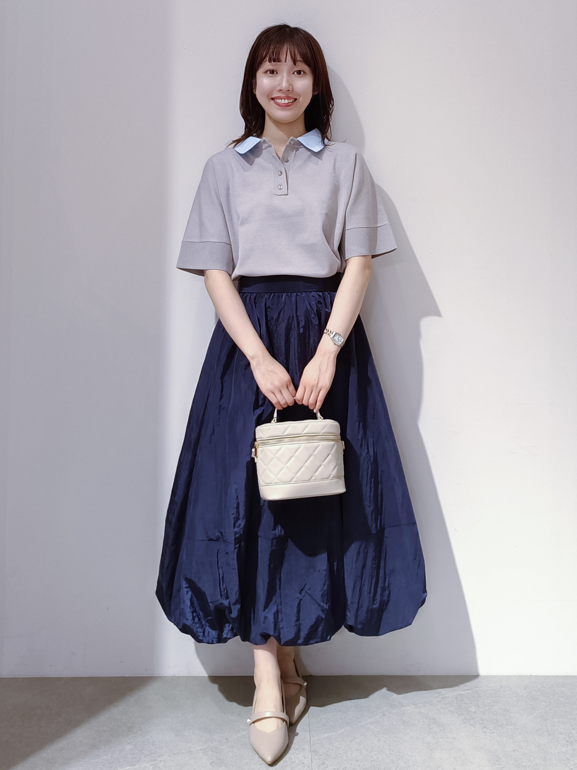 のんさんの「OPAQUE.CLIP｜【森絵梨佳さん着用】2WAY衿ドッキングニット《洗濯機OK》」を使ったコーディネート