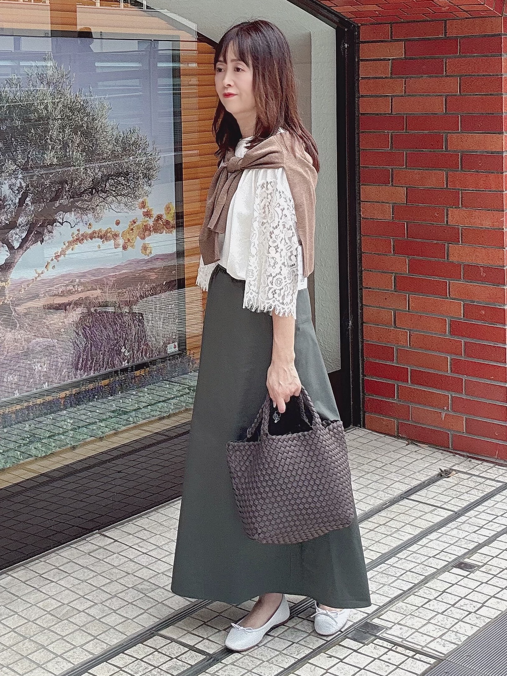 makiさんの「UNTITLED｜【アンサンブル可/秋羽織り/シアー】前後2WAYカーディガン」を使ったコーディネート