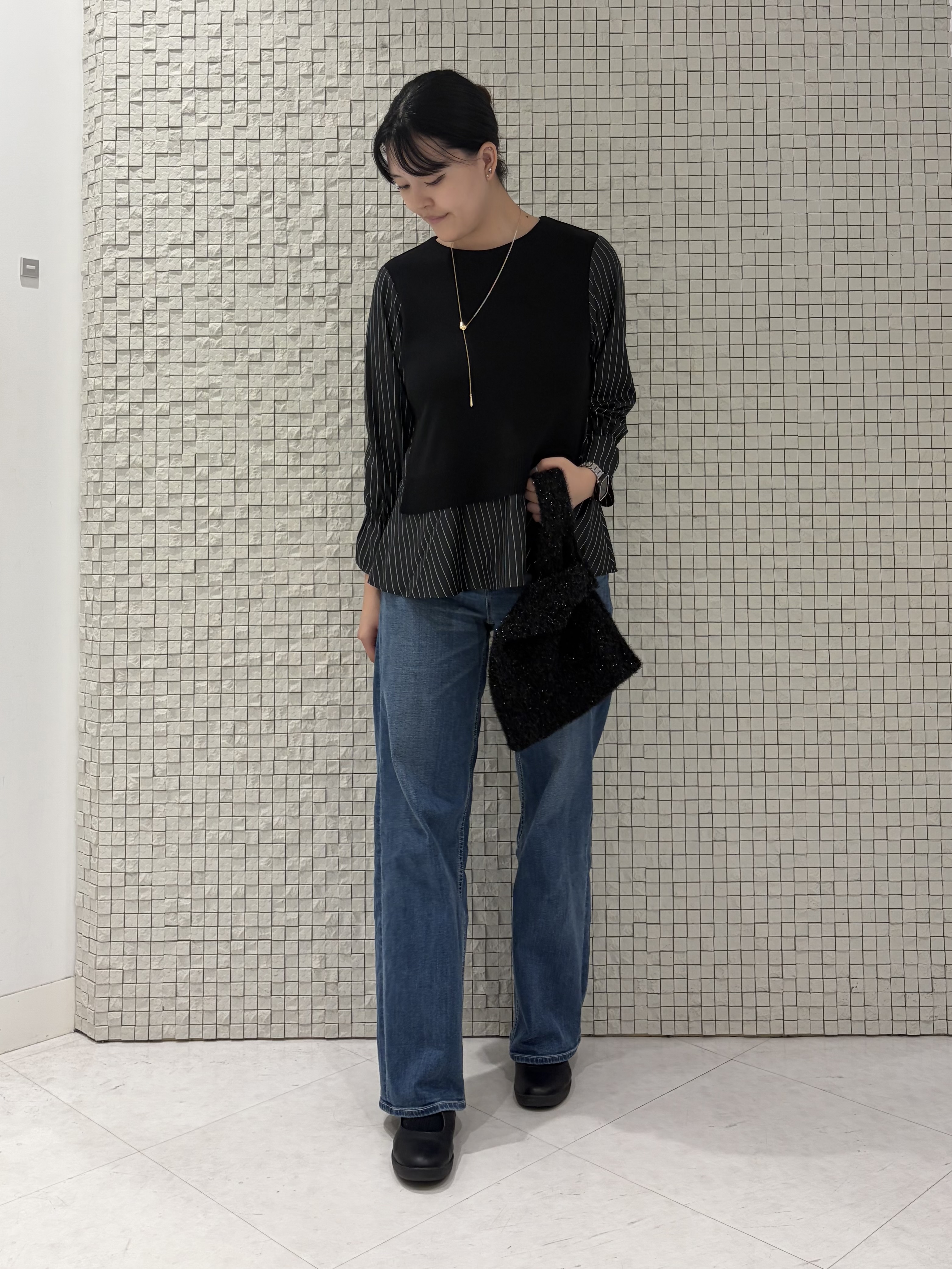koharuさんの「INDIVI｜【洗える／1枚でコーデ完成】重ね着風ニットトップス」を使ったコーディネート