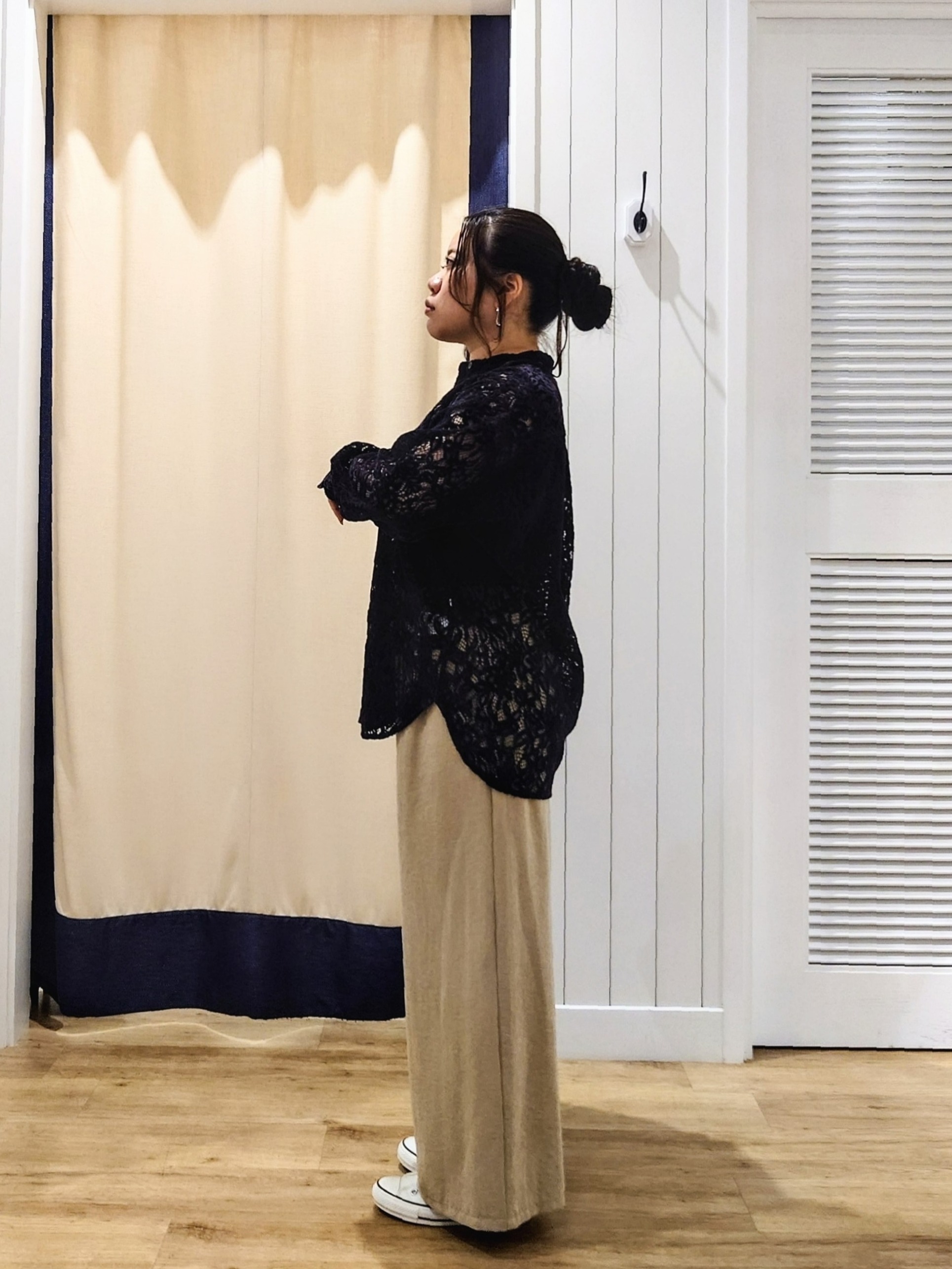 Haraさんの「Dessin｜ブラッシュレースシャツ」を使ったコーディネート
