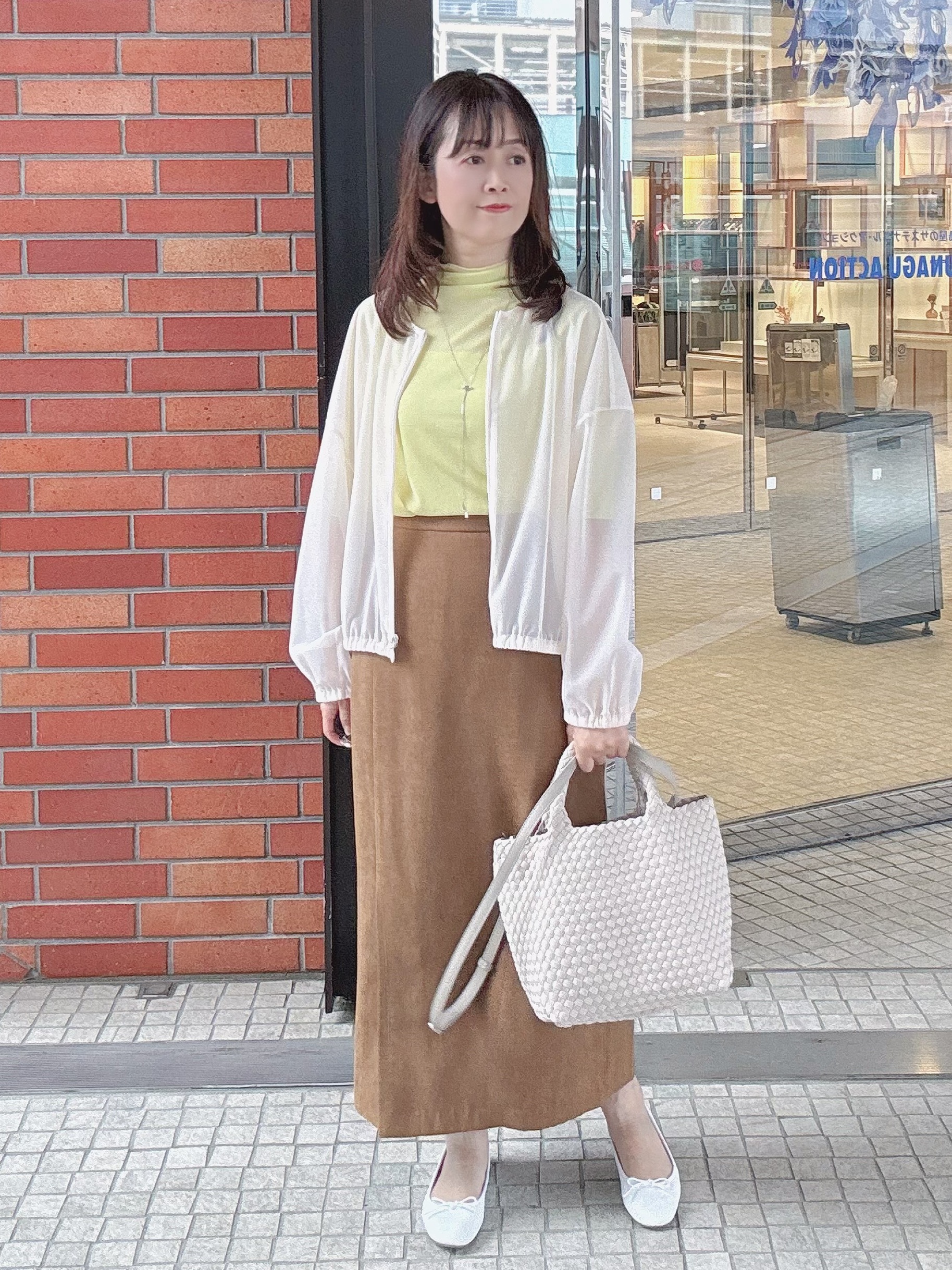makiさんの「UNTITLED｜【秋羽織り/ジップ】トリコットシアーブラウス」を使ったコーディネート