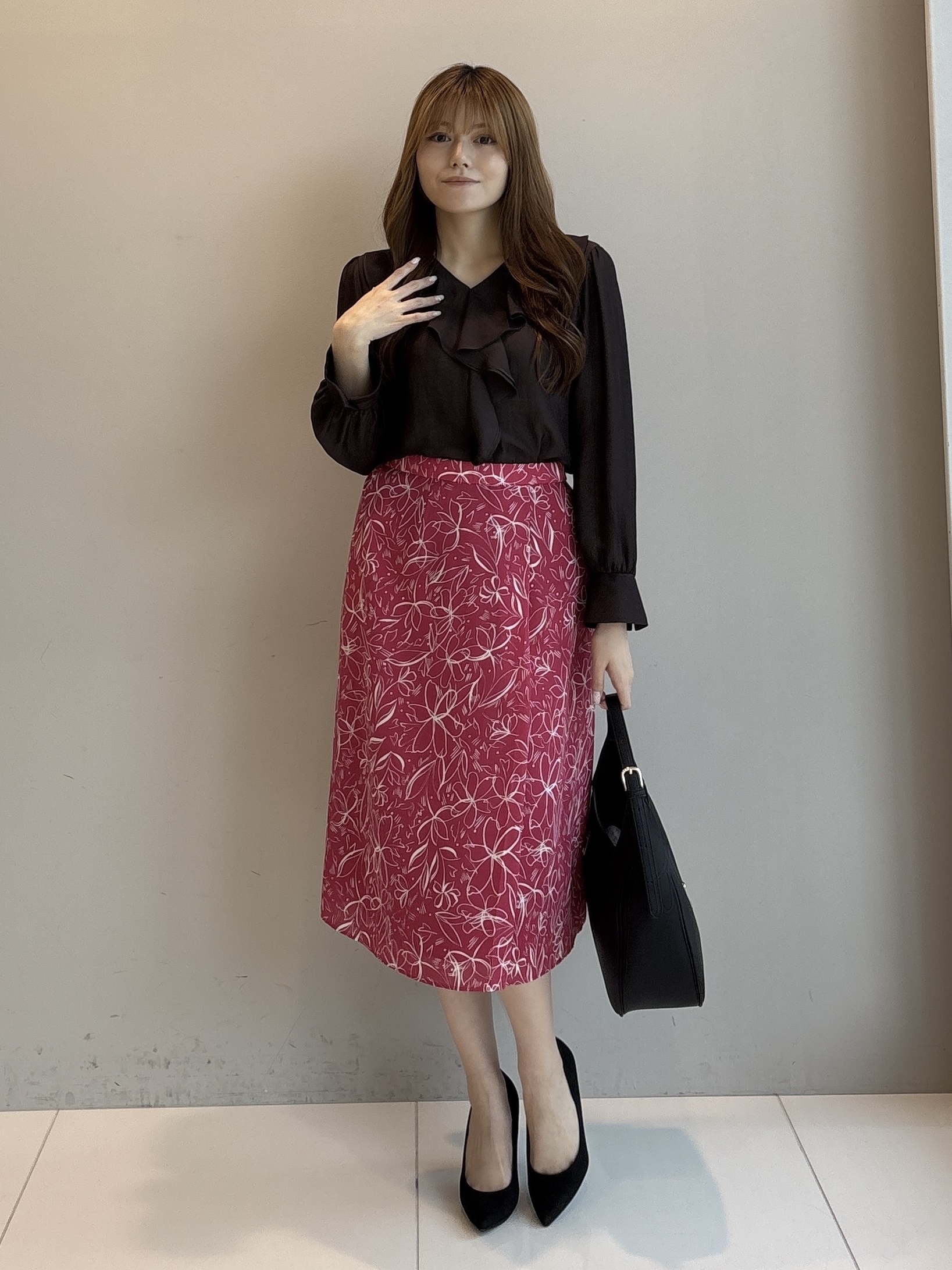 sayaさんの「COUP DE CHANCE｜【手洗可／日本製】フラワースカート」を使ったコーディネート