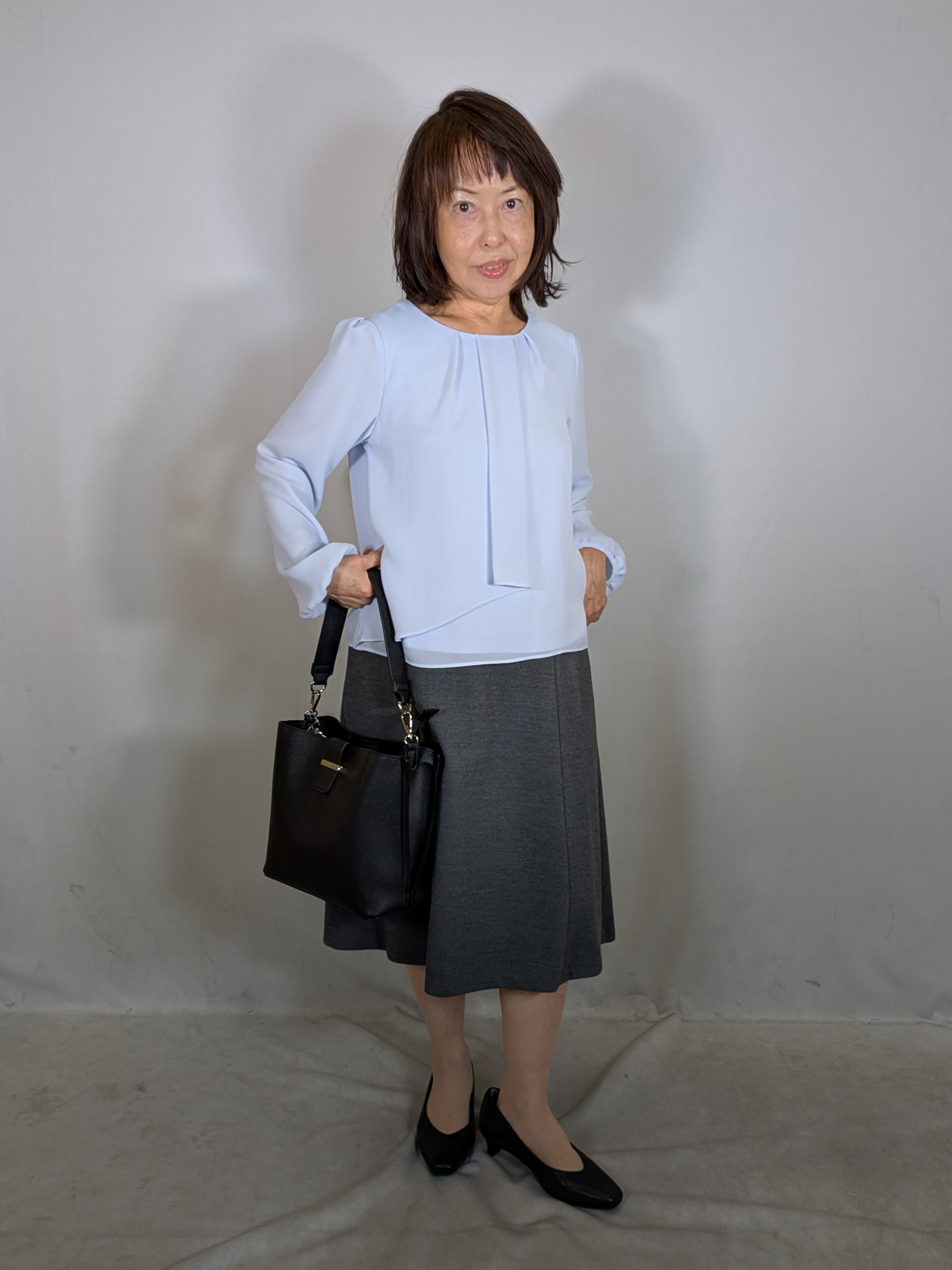 k.kazunoさんの「Reflect｜【SS-4Lサイズ／通勤／セレモニー】クルーネック シフォンブラウス」を使ったコーディネート