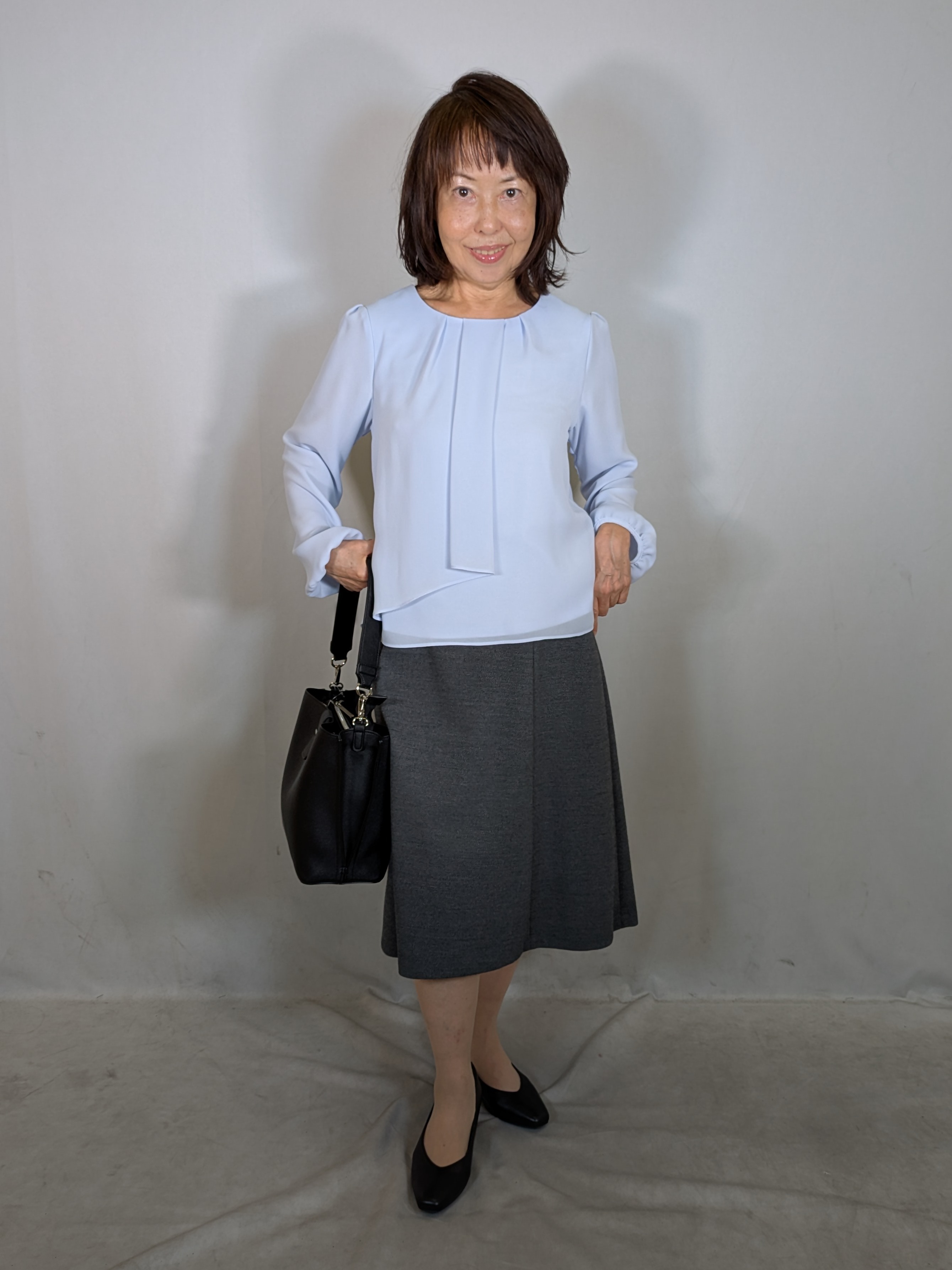 k.kazunoさんの「Reflect｜【SS-4Lサイズ／通勤／セレモニー】クルーネック シフォンブラウス」を使ったコーディネート