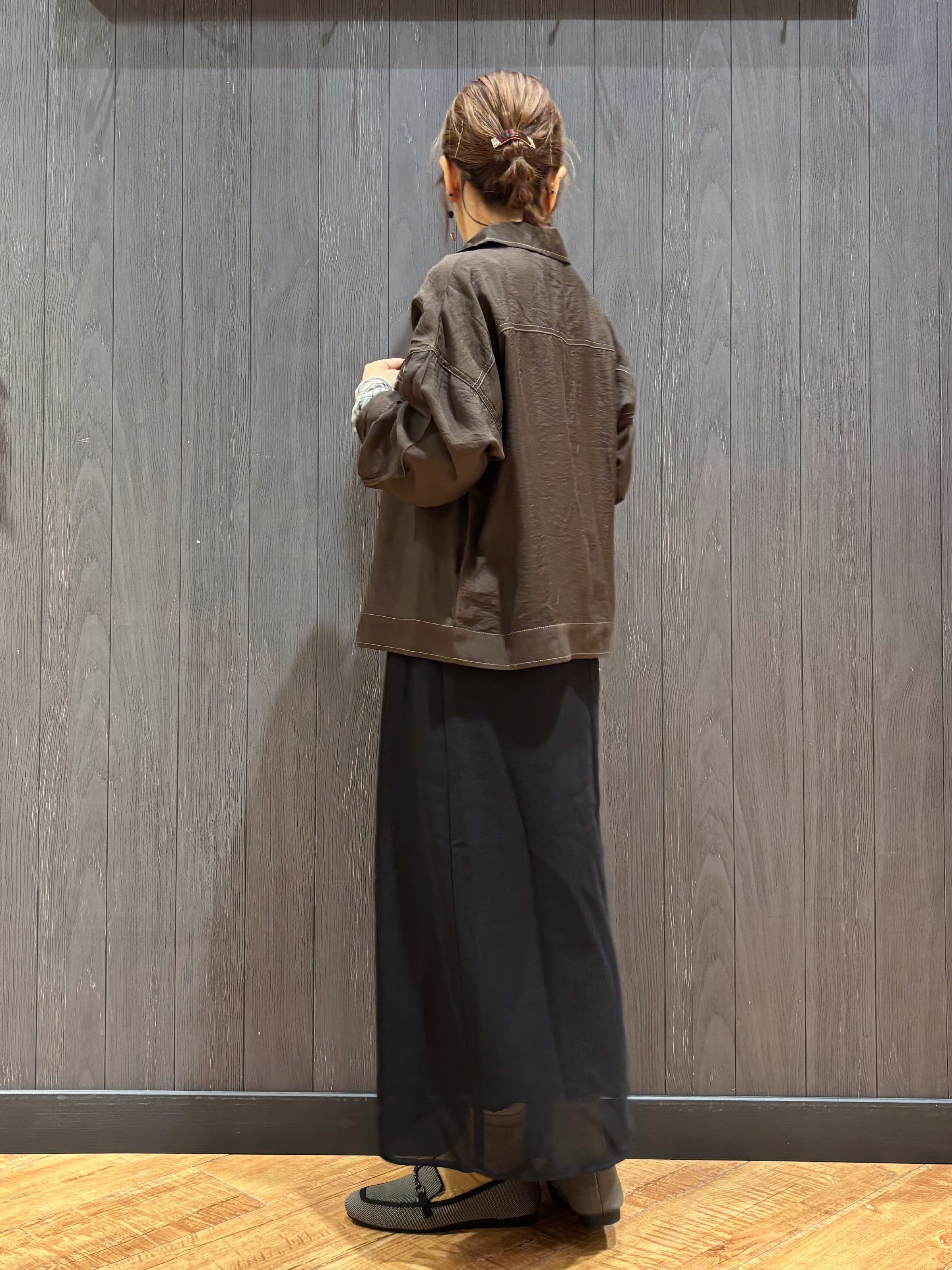 meiさんの「SHOO･LA･RUE｜【S-LL/洗濯機可】Gジャン風 軽く羽織れるシアージャケット」を使ったコーディネート