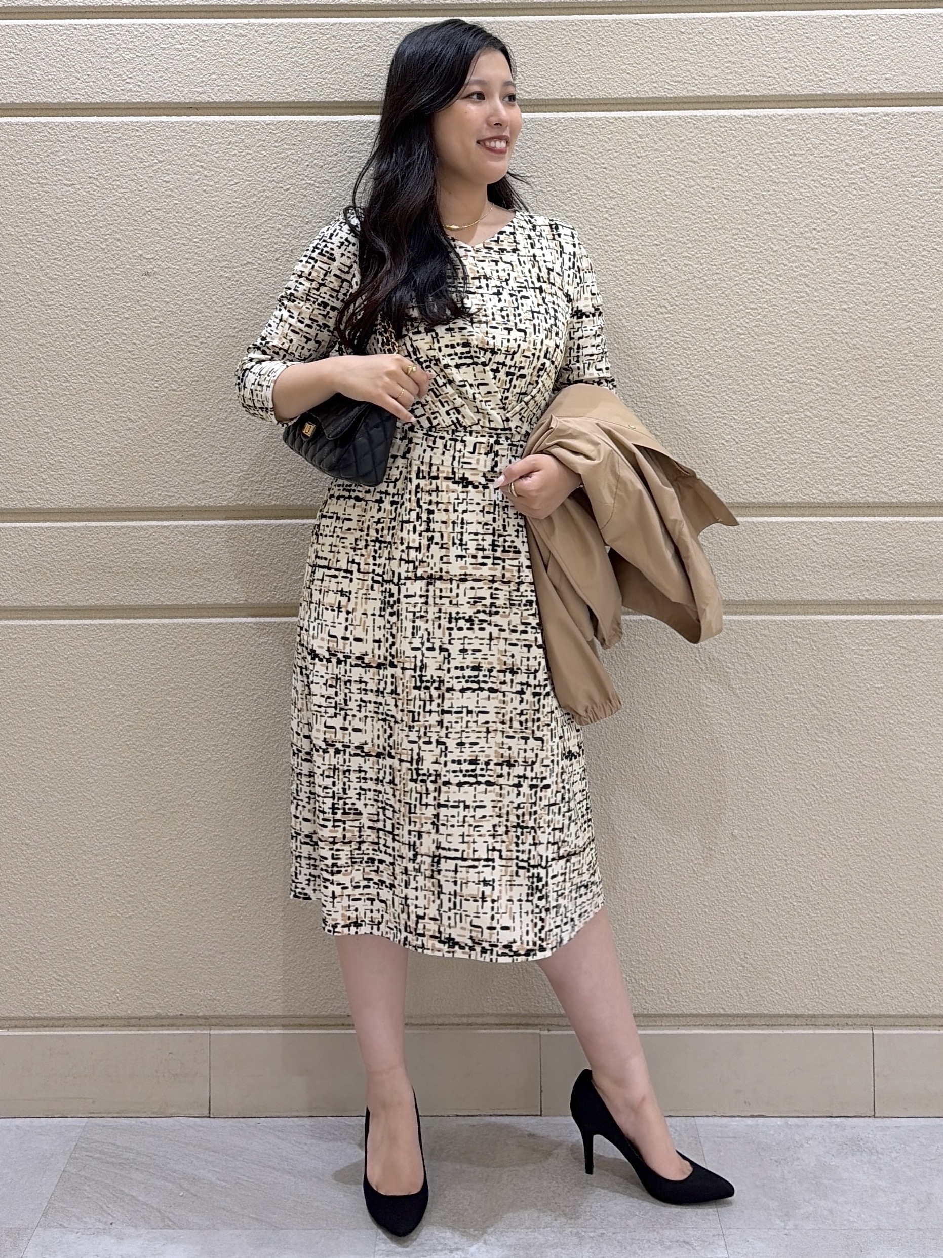 Momokaさんの「COUP DE CHANCE｜【手洗い可／日本製】ジオメトリックワンピース」を使ったコーディネート