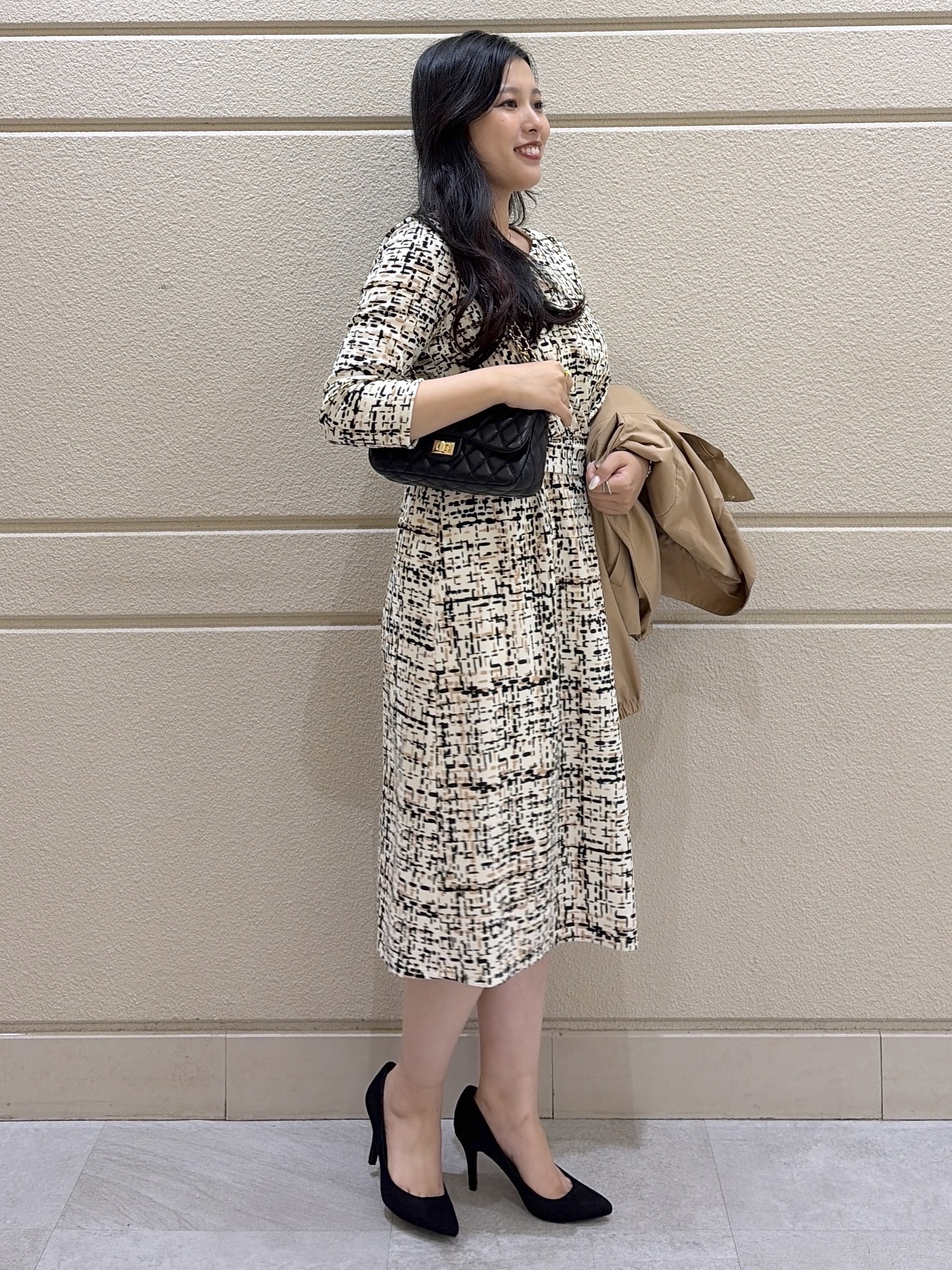 Momokaさんの「COUP DE CHANCE｜【手洗い可／日本製】ジオメトリックワンピース」を使ったコーディネート