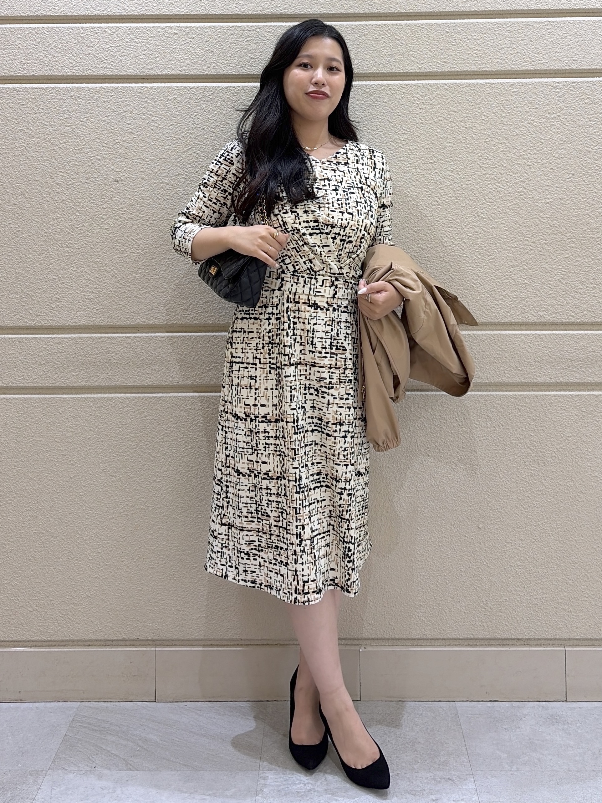 Momokaさんの「COUP DE CHANCE｜【手洗い可／日本製】ジオメトリックワンピース」を使ったコーディネート