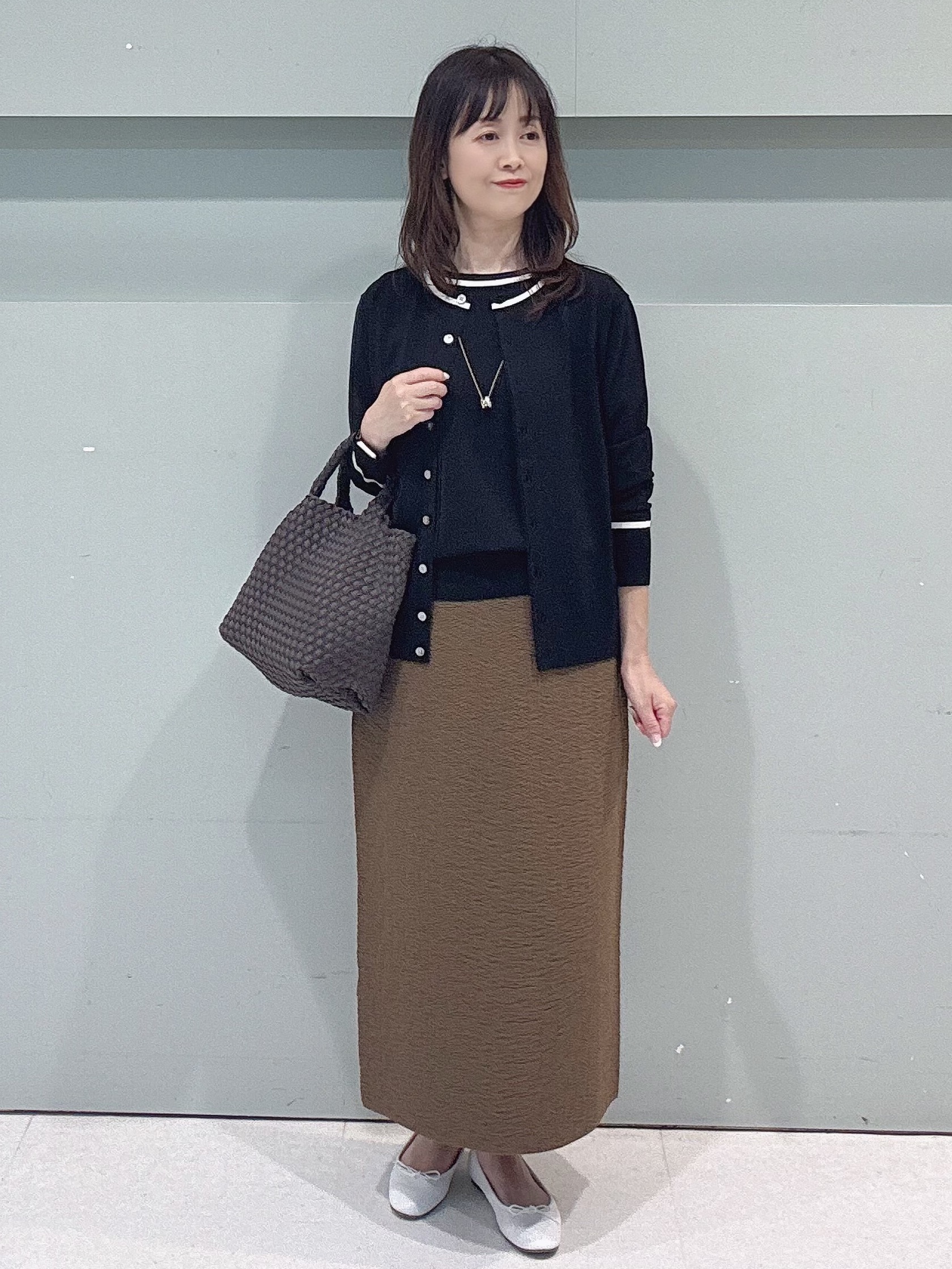 makiさんの「UNTITLED｜【アンサンブル可能/秋羽織り】コンパクトニットカーディガン」を使ったコーディネート