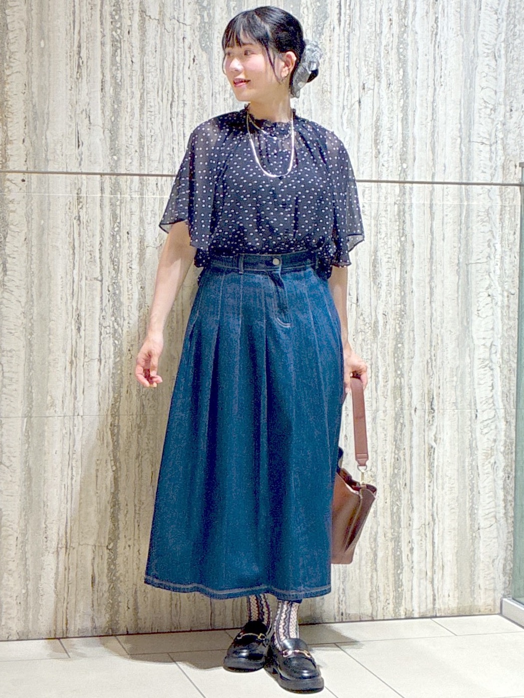  beni_gingerさんの「Reflect｜【セットアップ／手洗い可】ドット柄シアーブラウス」を使ったコーディネート