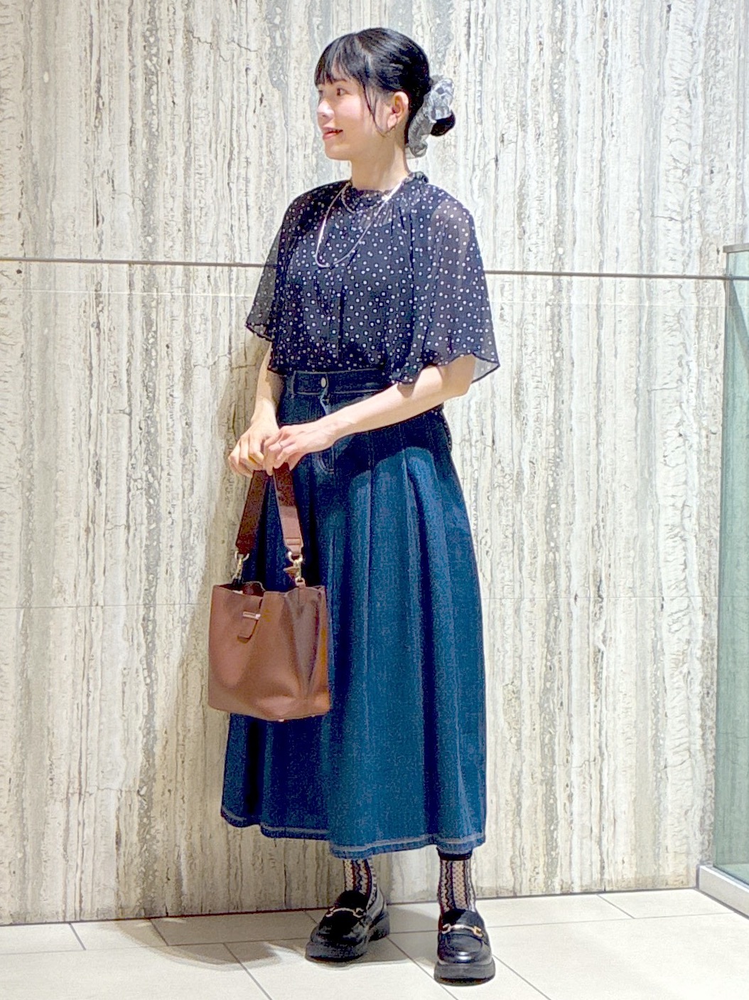  beni_gingerさんの「Reflect｜【セットアップ／手洗い可】ドット柄シアーブラウス」を使ったコーディネート