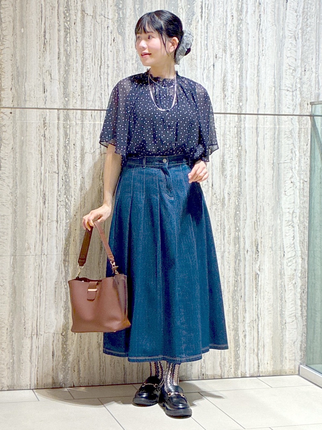  beni_gingerさんの「Reflect｜【セットアップ／手洗い可】ドット柄シアーブラウス」を使ったコーディネート