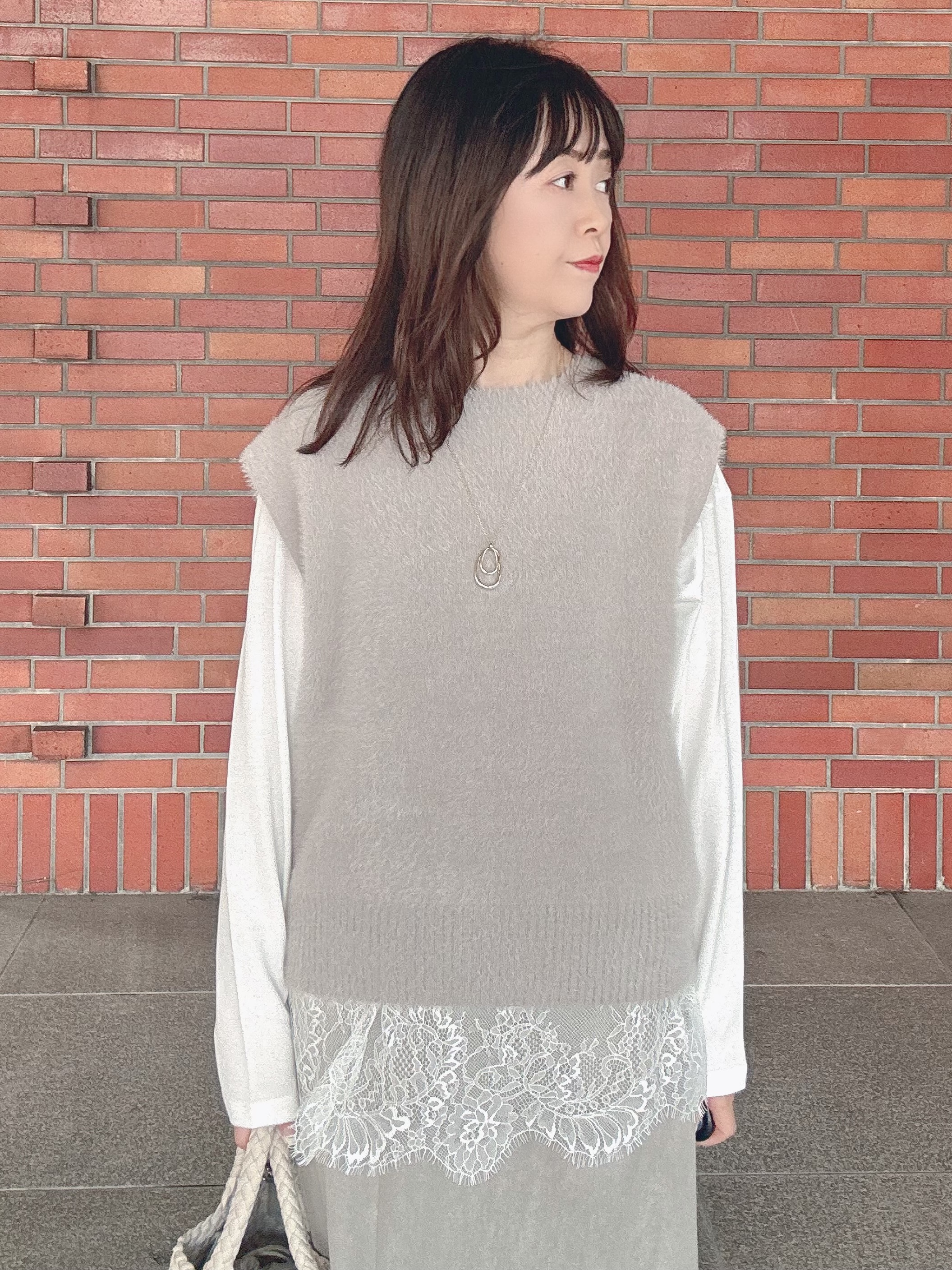 makiさんの「UNTITLED｜【前後2WAY】ファーライクニットベスト」を使ったコーディネート