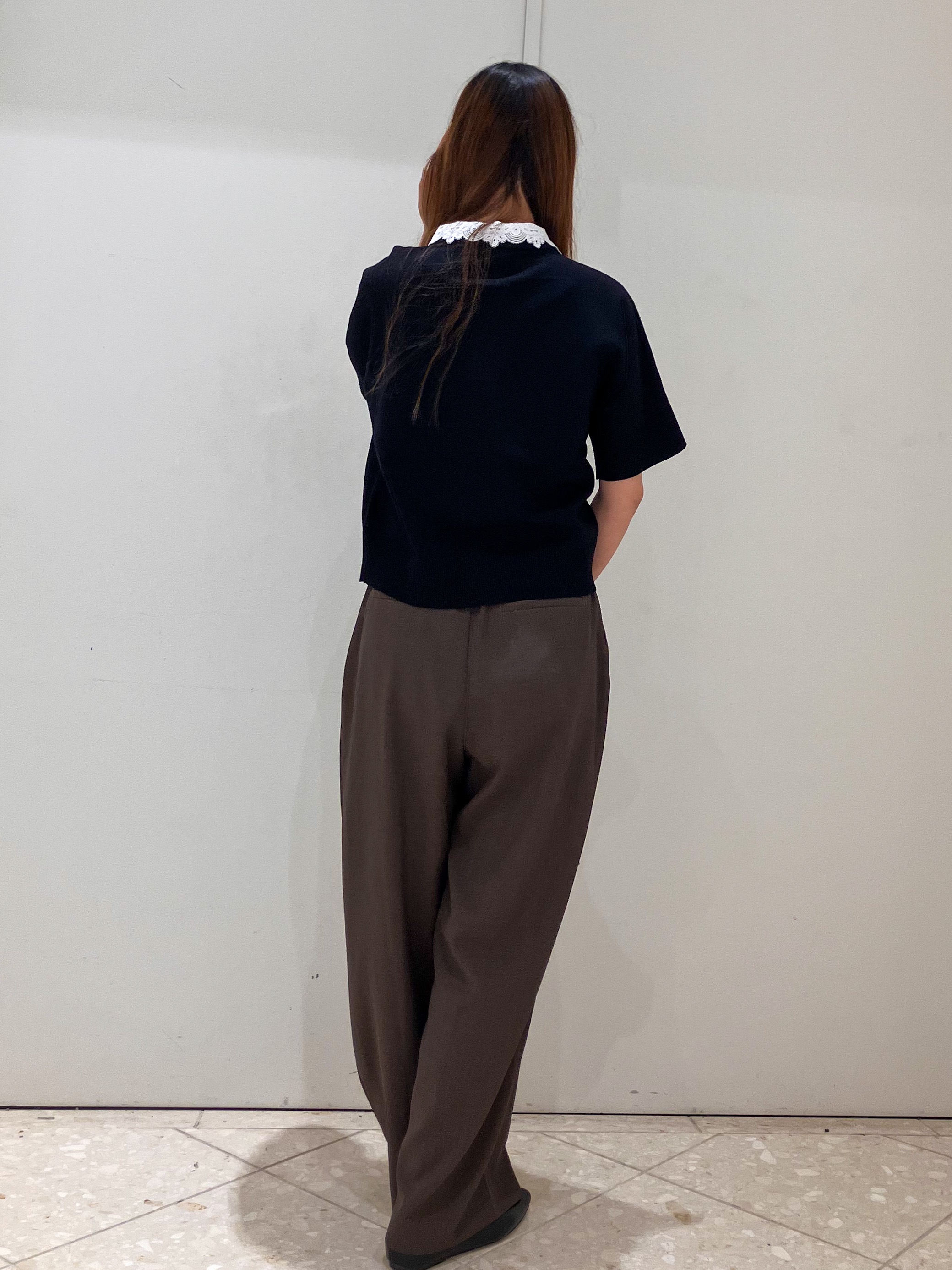  Maruさんの「OPAQUE.CLIP｜【森絵梨佳さん着用】2WAY衿ドッキングニット《洗濯機OK》」を使ったコーディネート
