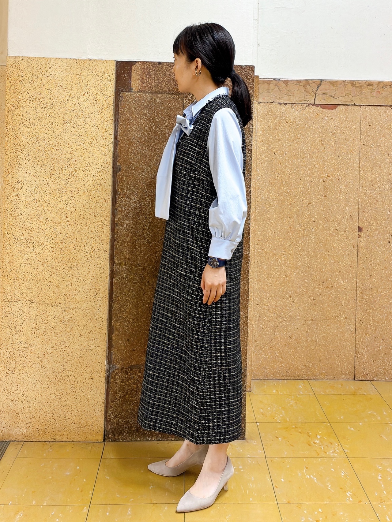 hattoriさんの「INDIVI｜【接触冷感／ストレッチ◎】取外し可ボウタイシャツ」を使ったコーディネート