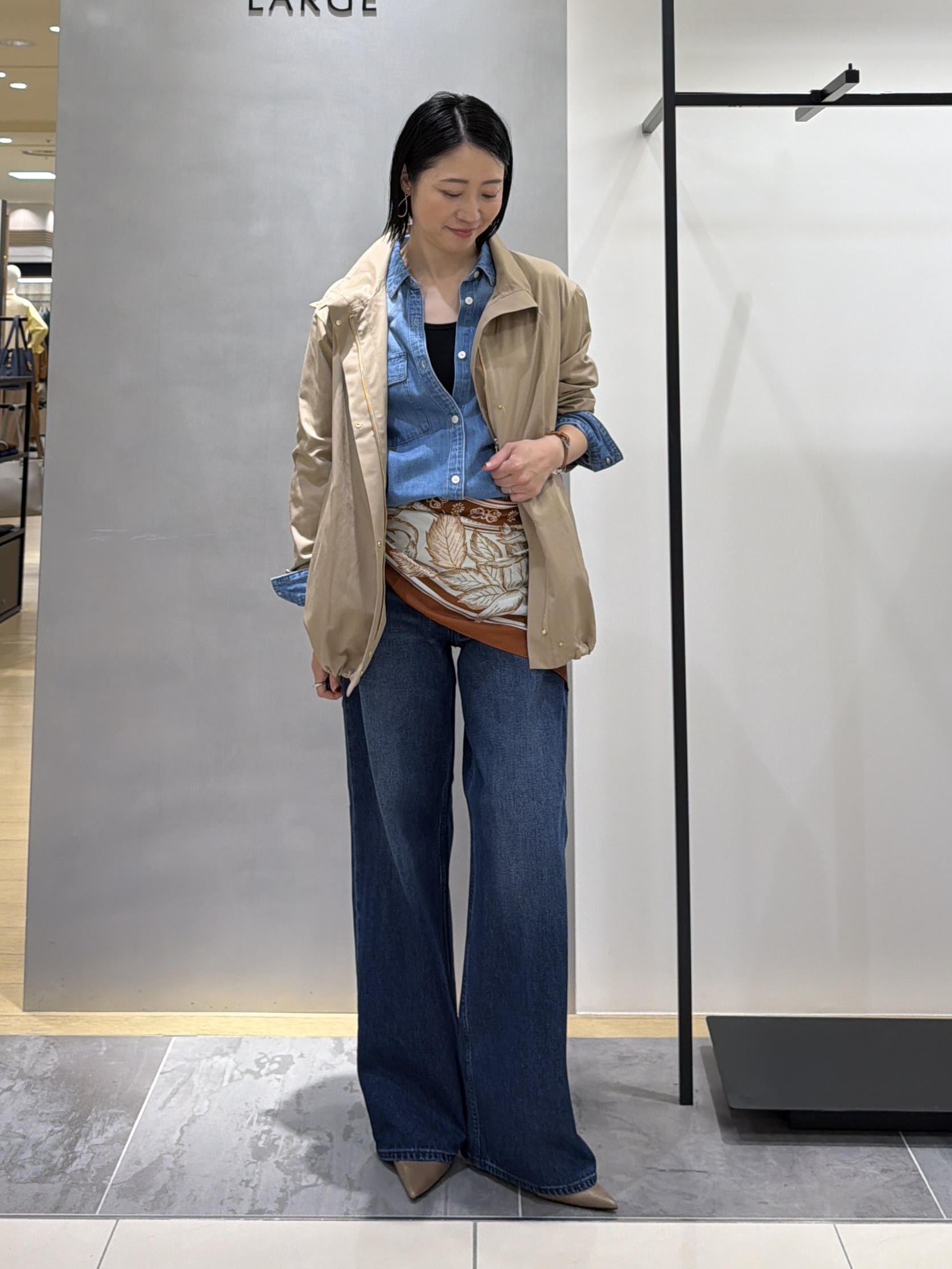 shihoさんの「INDIVI｜【撥水／UVケア】スタンドカラーブルゾン」を使ったコーディネート