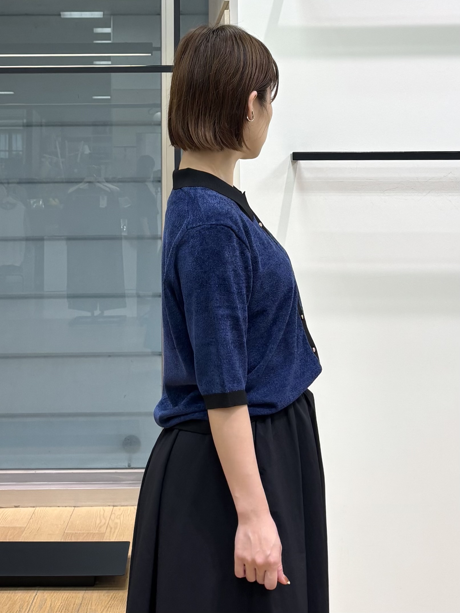 asamiさんの「INDIVI｜【5分袖／配色デザイン】モールヤーン襟付きニット」を使ったコーディネート