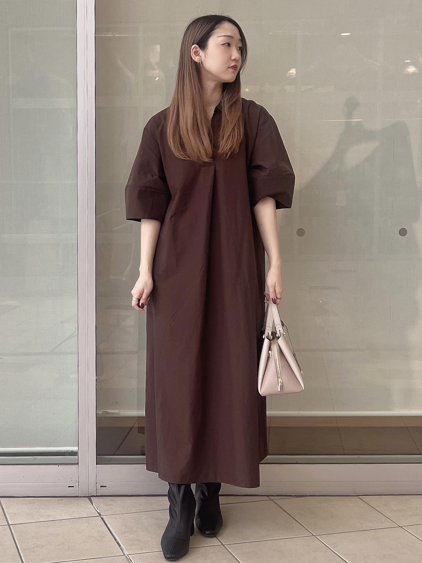 eriさんの「OPAQUE.CLIP｜スキッパーシャツワンピース【洗濯機OK】」を使ったコーディネート