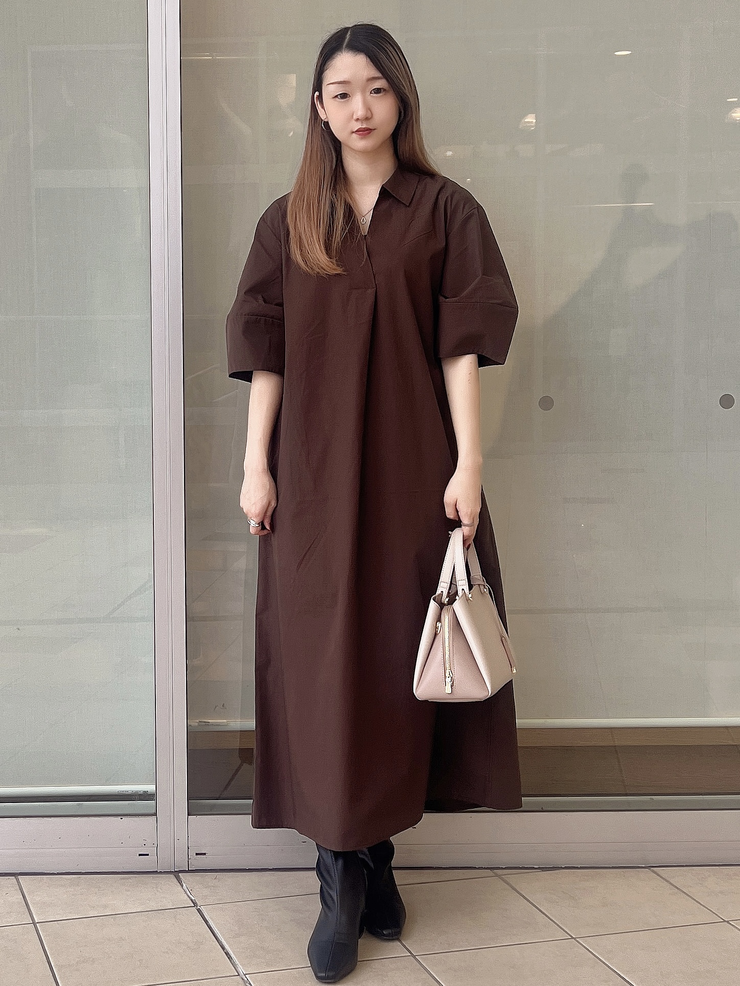 eriさんの「OPAQUE.CLIP｜スキッパーシャツワンピース【洗濯機OK】」を使ったコーディネート