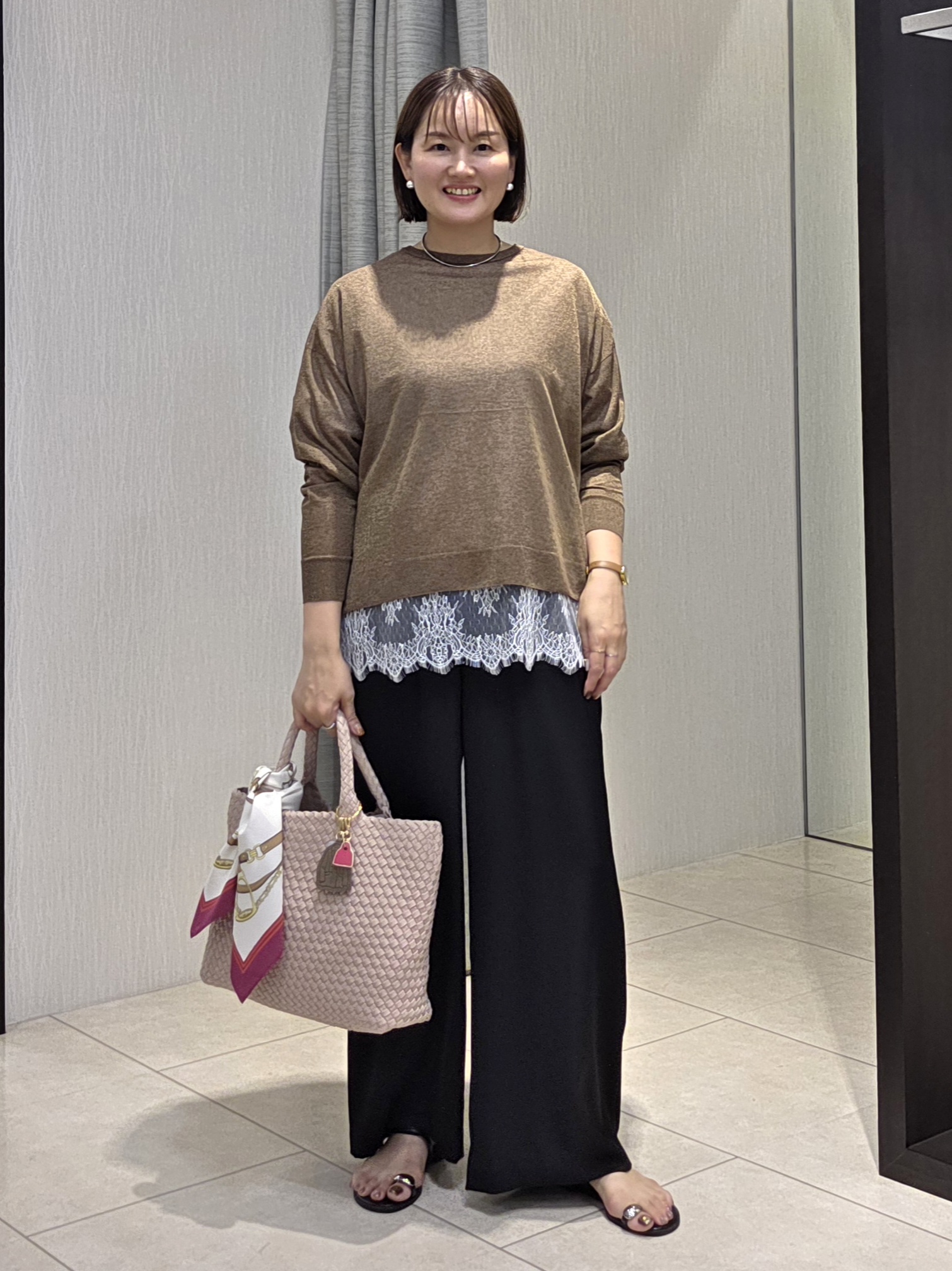 naokoさんの「UNTITLED｜【アンサンブル可/秋羽織り/シアー】前後2WAYカーディガン」を使ったコーディネート
